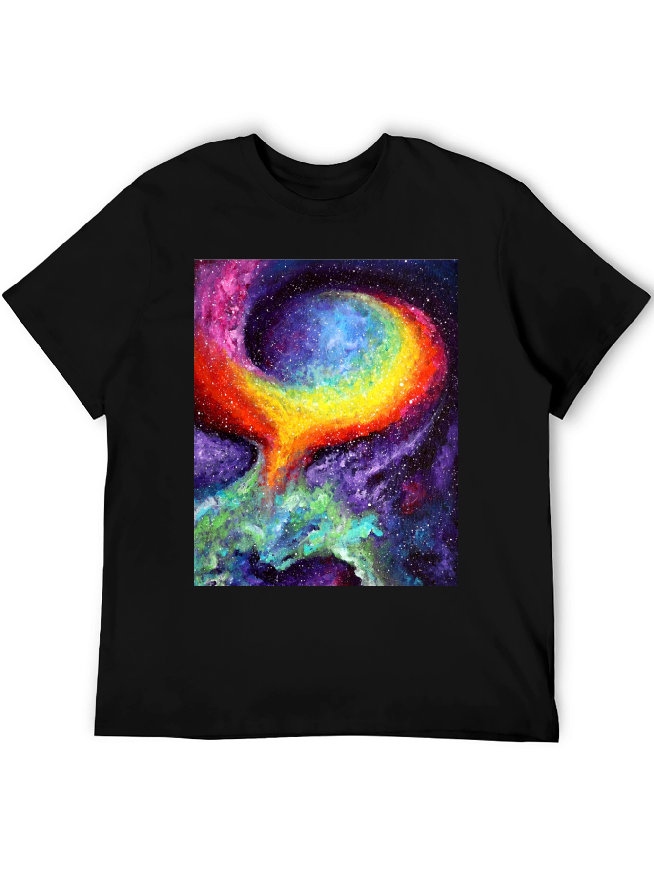 Nebula Art Black T-Shirt - Cosmic Galaxy Design