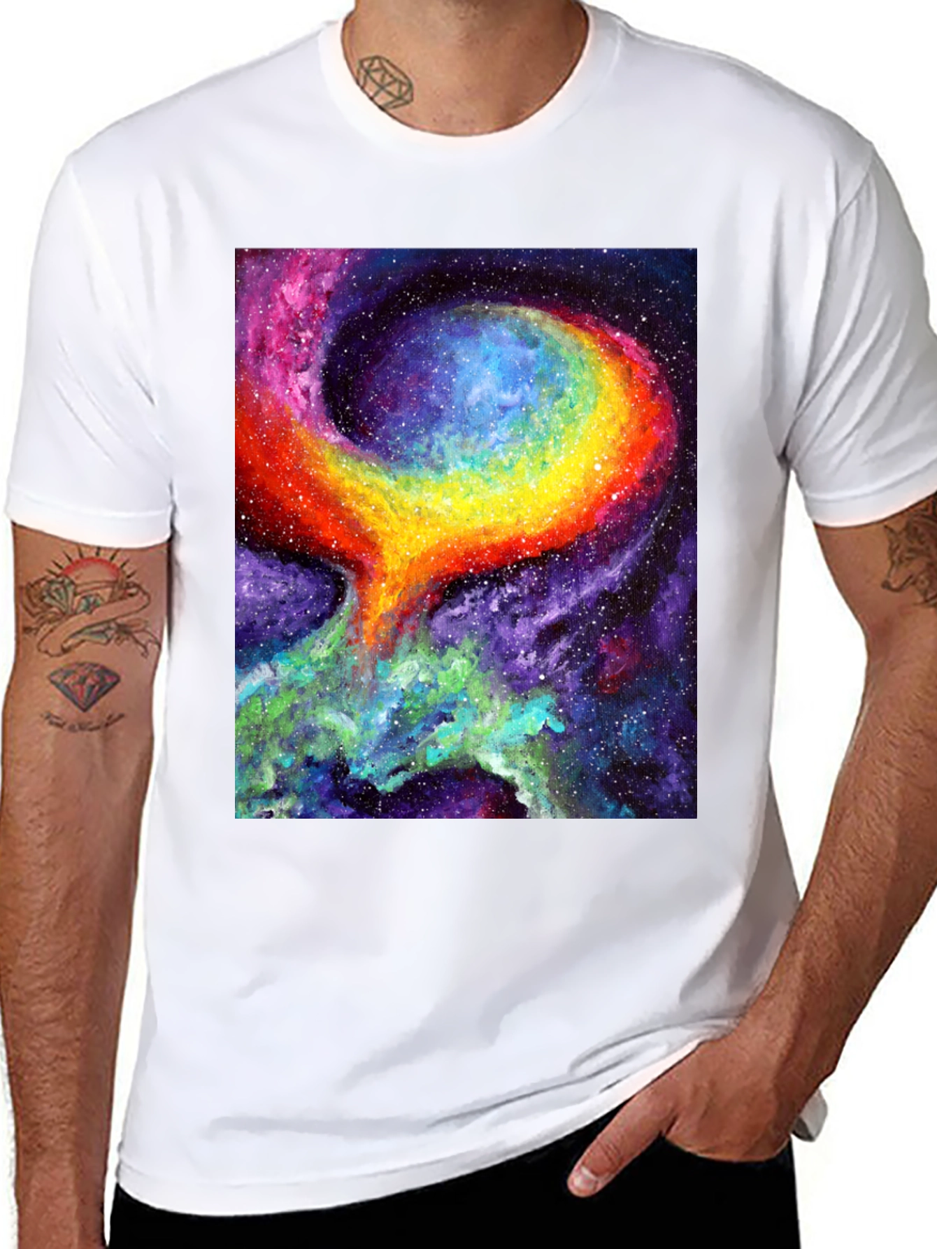 Nebula Art Black T-Shirt - Cosmic Galaxy Design