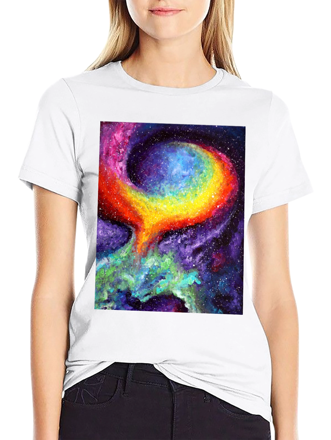 Nebula Art Black T-Shirt - Cosmic Galaxy Design