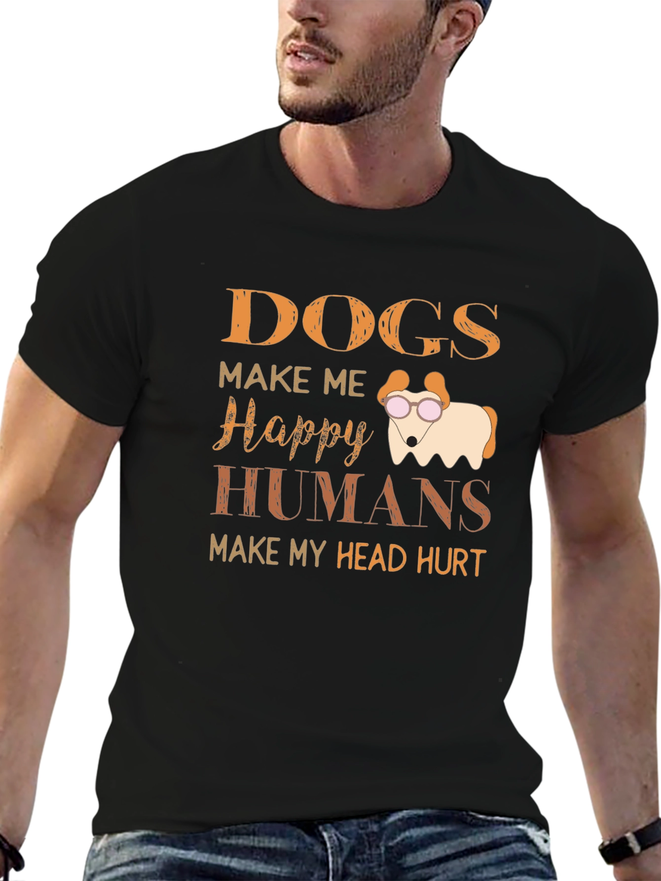 Dogs Make Me Happy Graphic T-Shirt