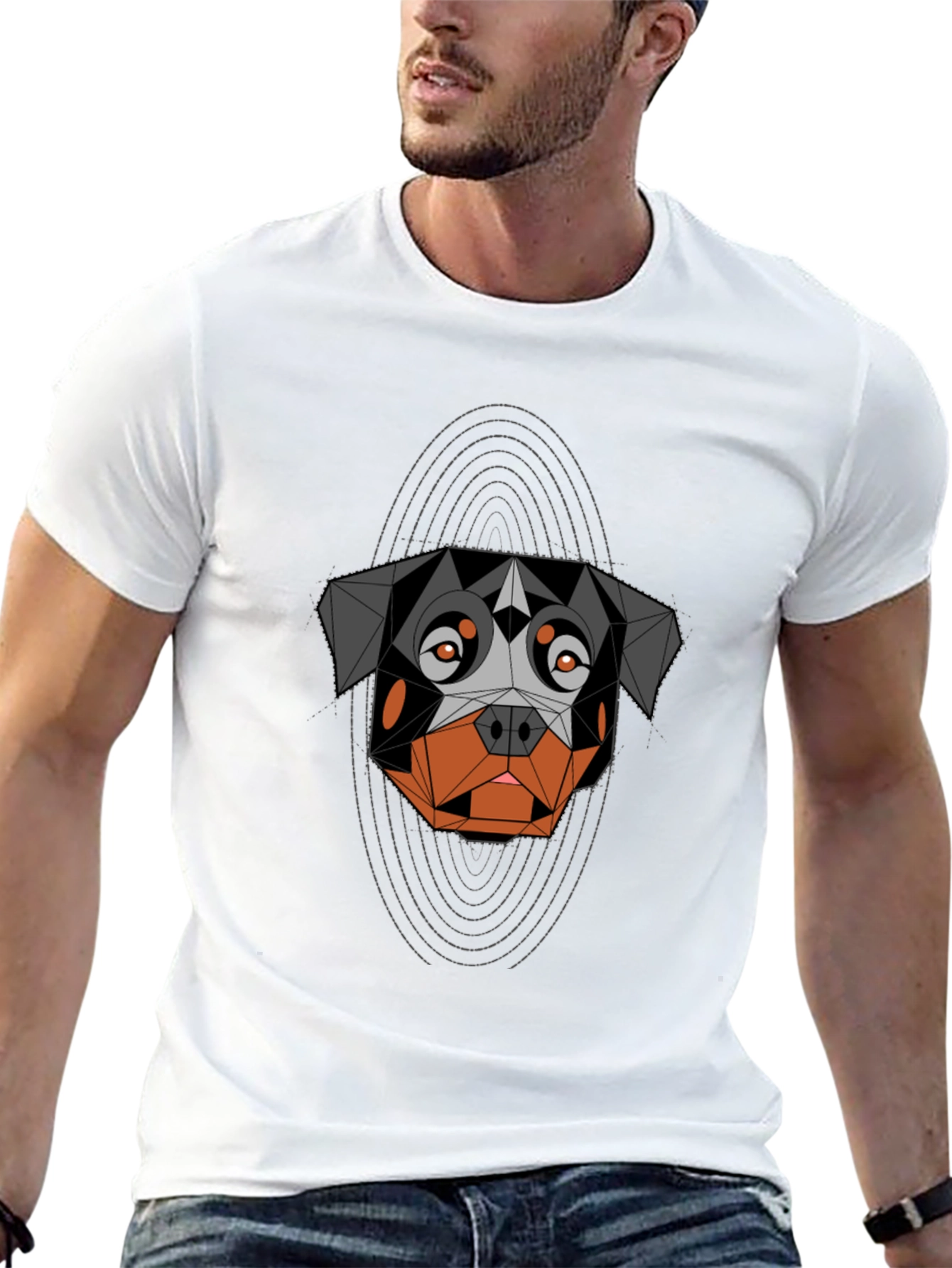 Geometric Rottweiler Graphic Tee - Modern Dog Lover Shirt