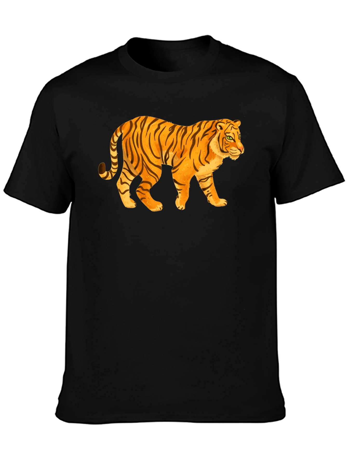 Tiger Graphic Tee - Black Cotton T-Shirt