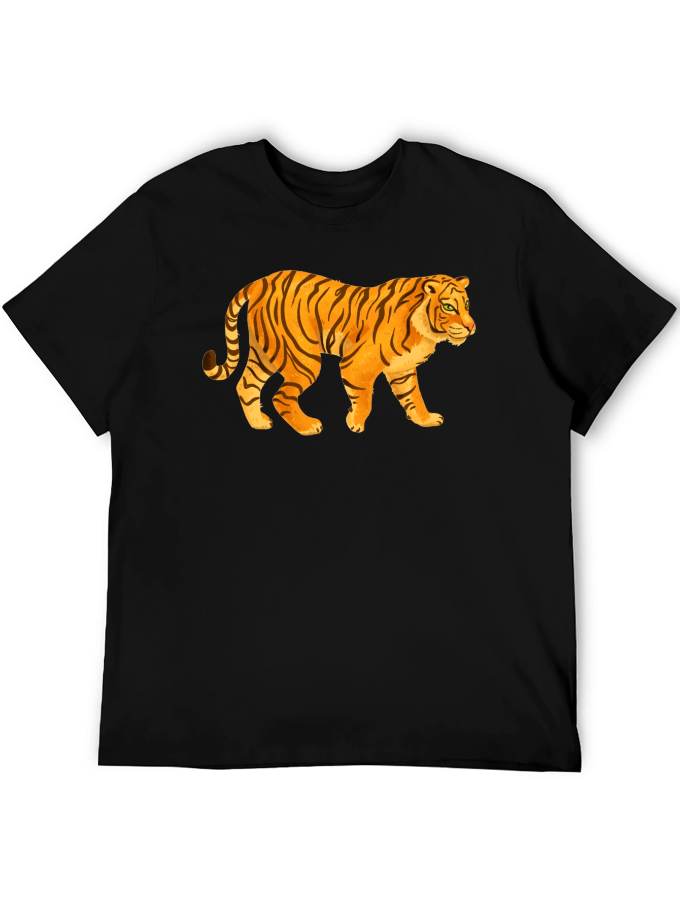 Tiger Graphic Tee - Black Cotton T-Shirt