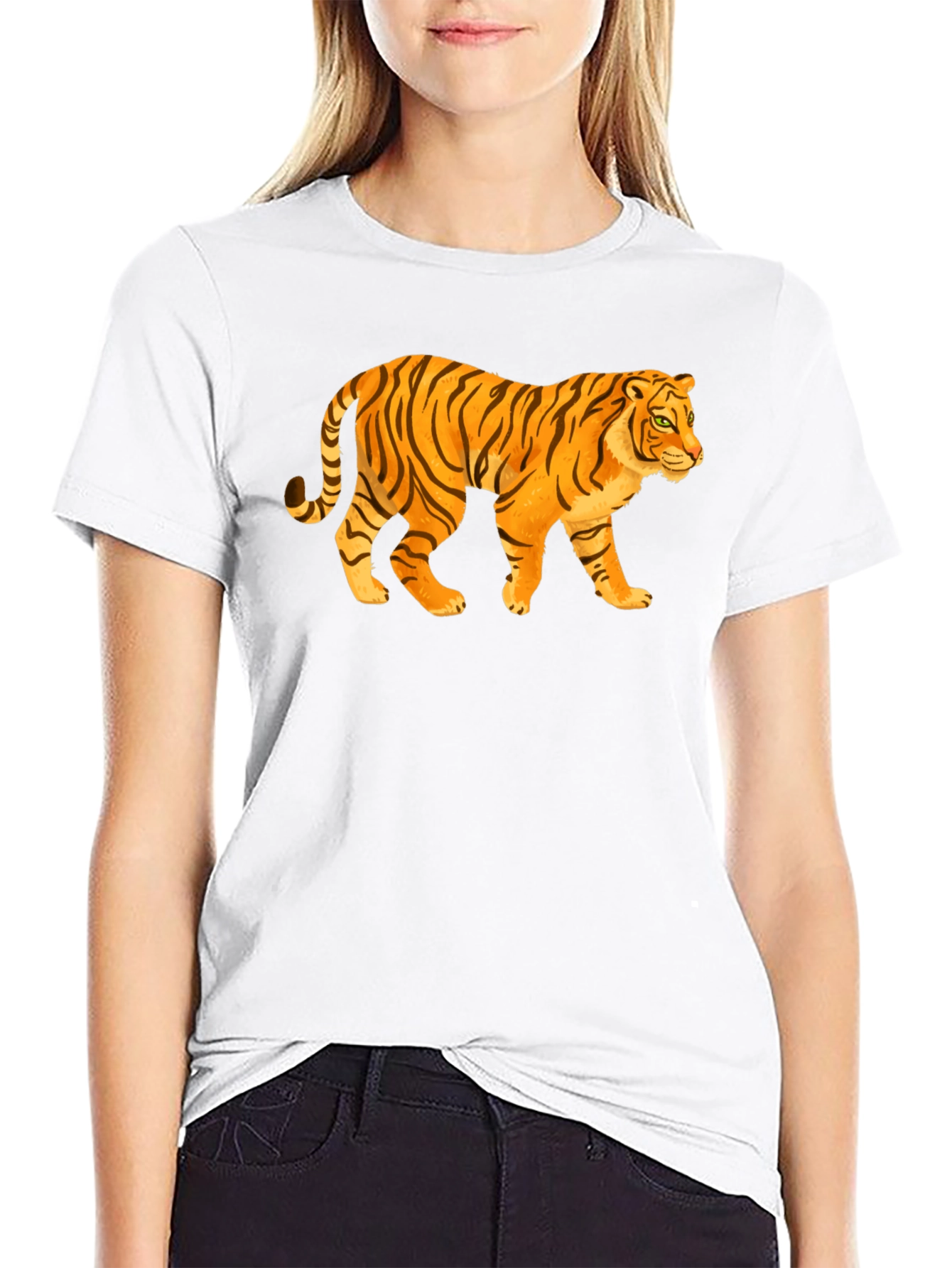 Tiger Graphic Tee - Black Cotton T-Shirt