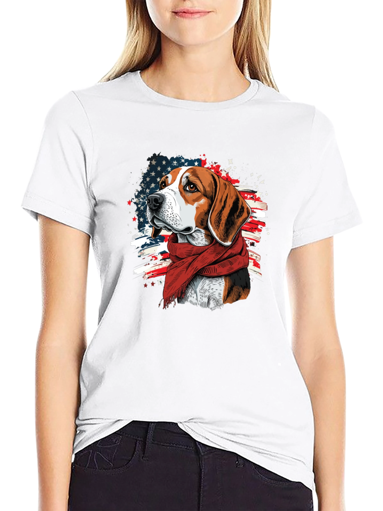 Patriotic Beagle T-Shirt - American Flag Dog Tee