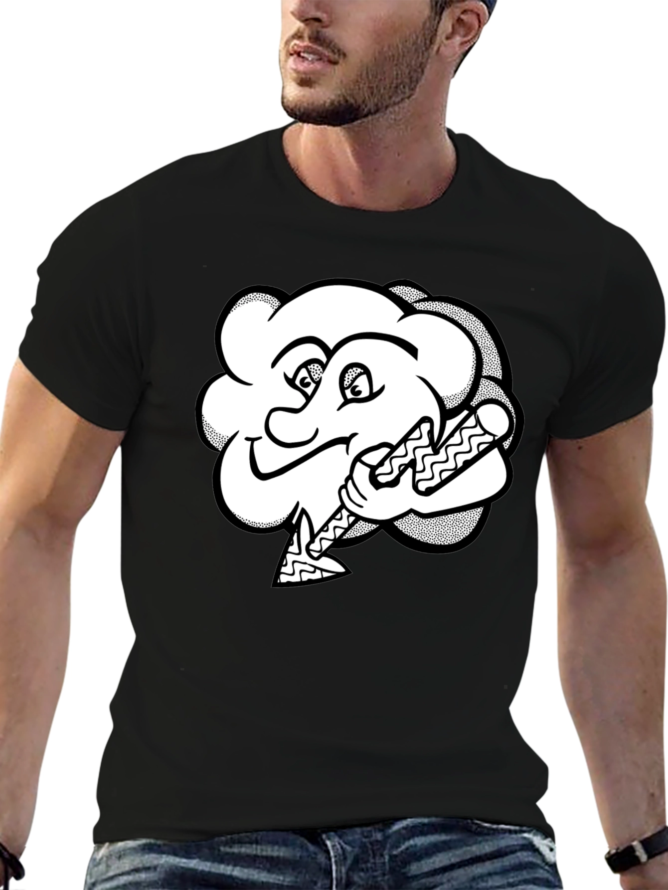 Funny Cartoon Cloud Baseball T-Shirt