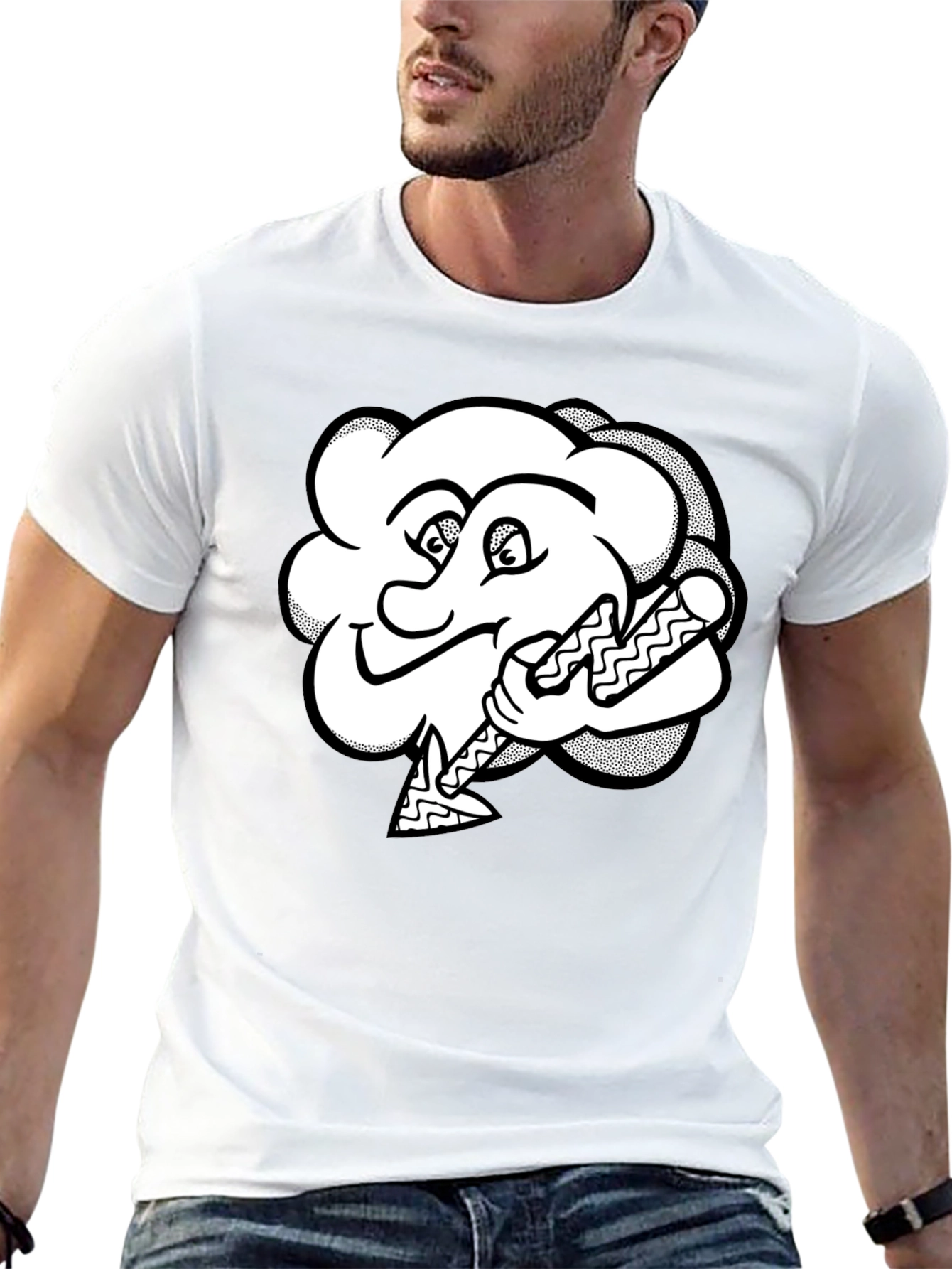 Funny Cartoon Cloud Baseball T-Shirt