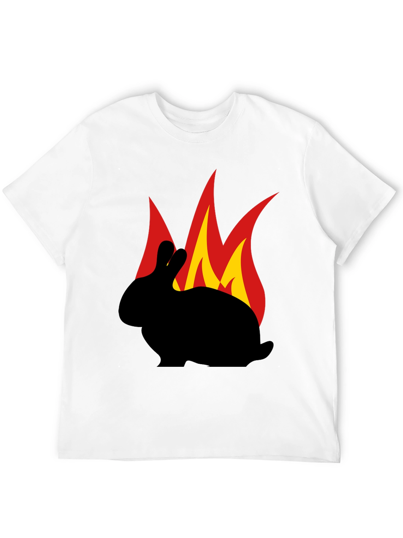 Flaming Rabbit Graphic Tee - Black Cotton T-Shirt