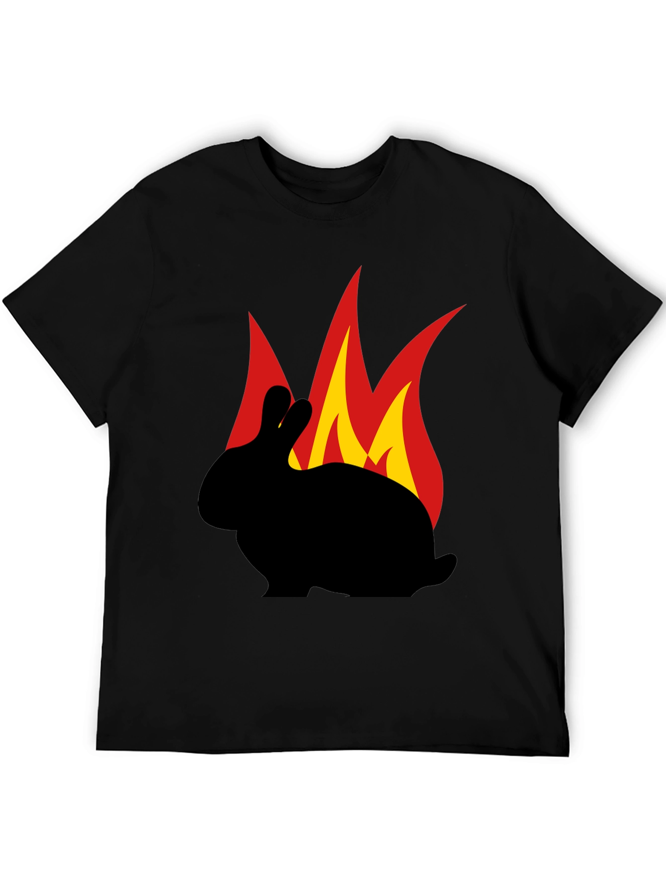 Flaming Rabbit Graphic Tee - Black Cotton T-Shirt