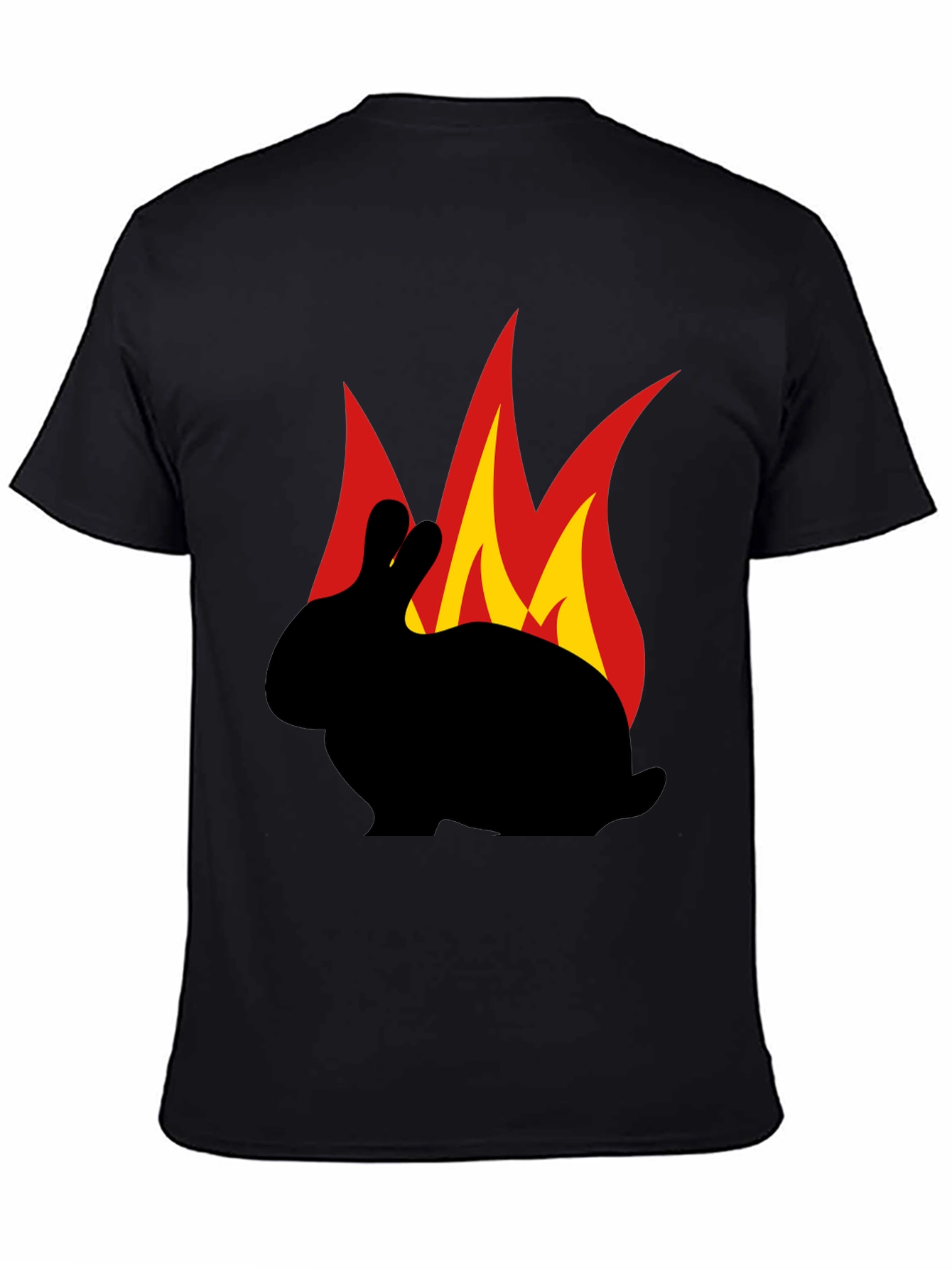Flaming Rabbit Graphic Tee - Black Cotton T-Shirt