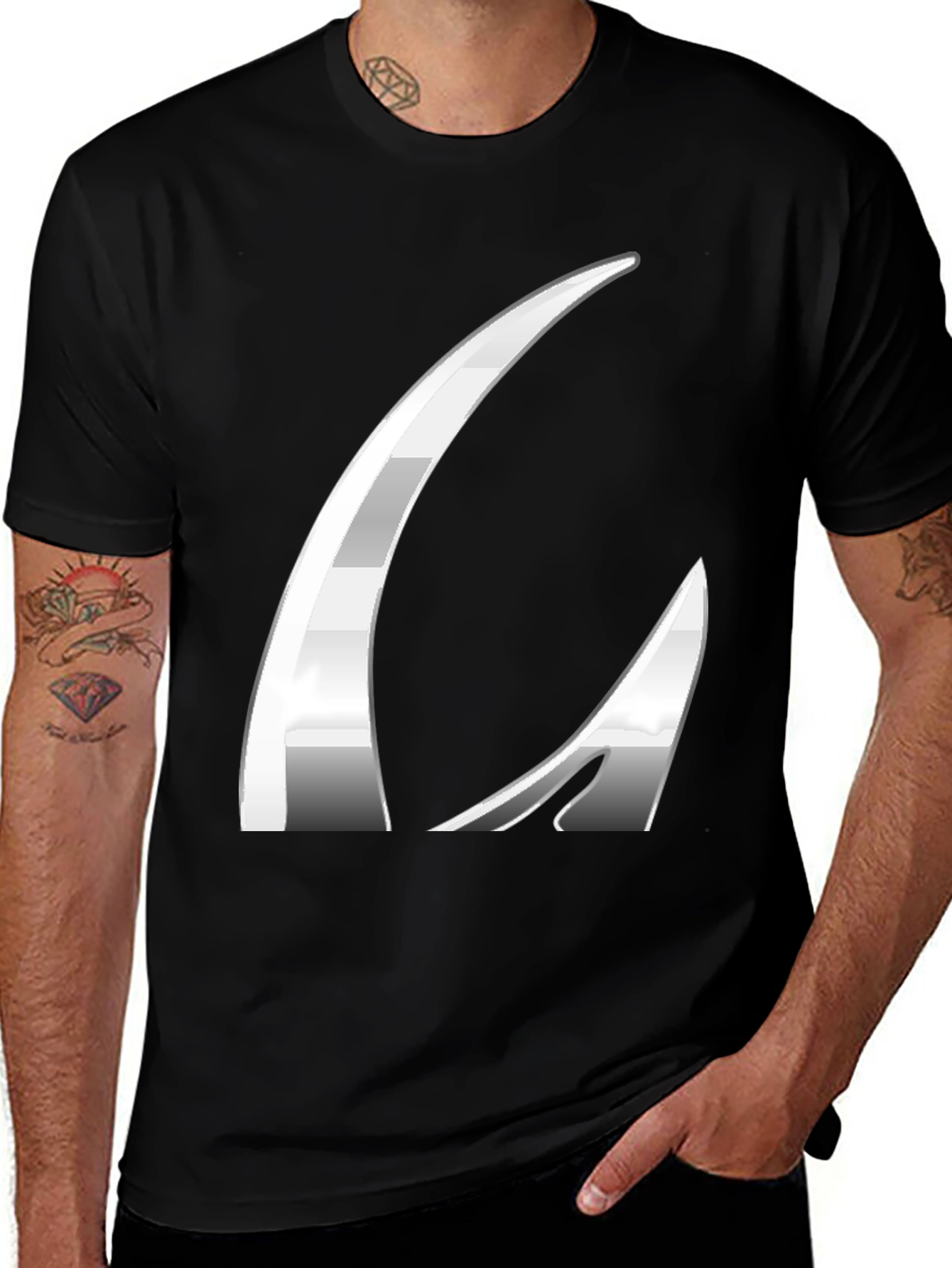 Modern Black Graphic Tee with Abstract Design