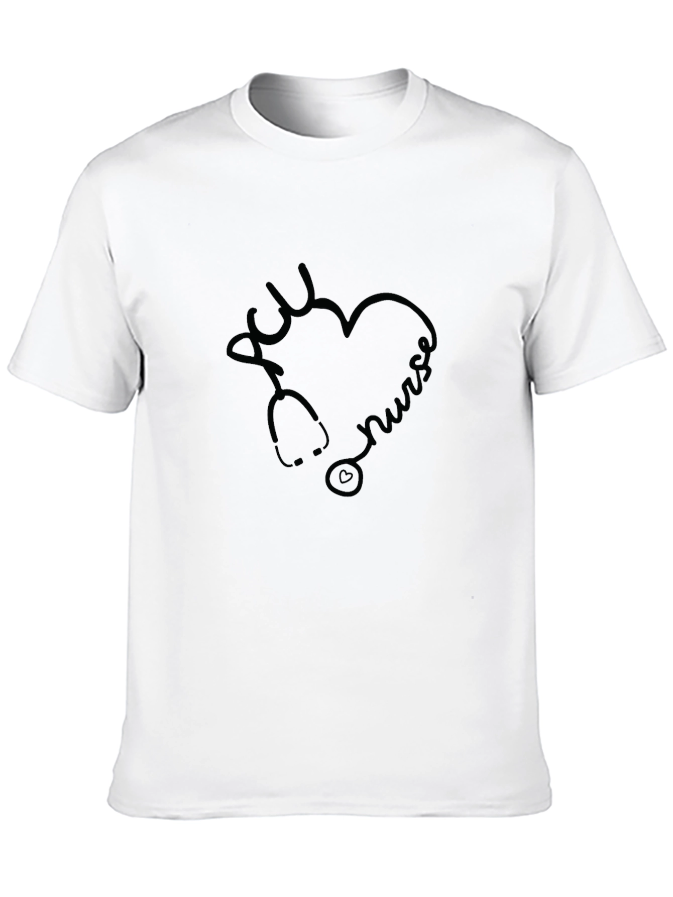 ICU Nurse Heart Stethoscope Black T-Shirt