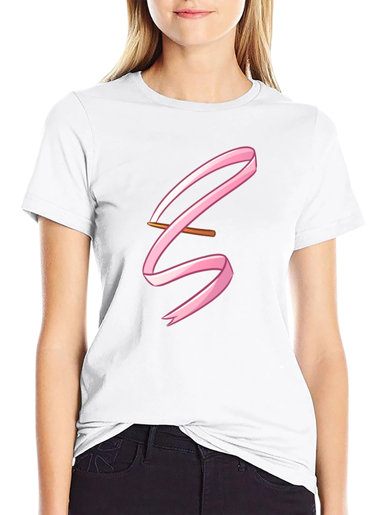 Pink Ribbon Graphic Black Tee