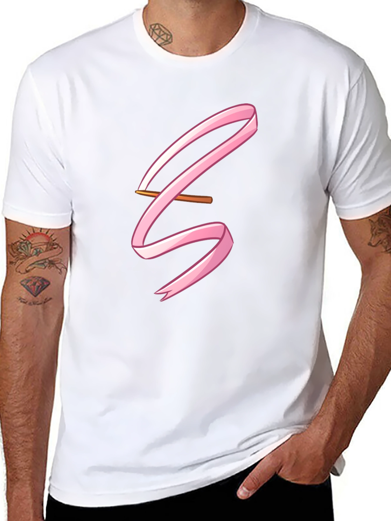 Pink Ribbon Graphic Black Tee