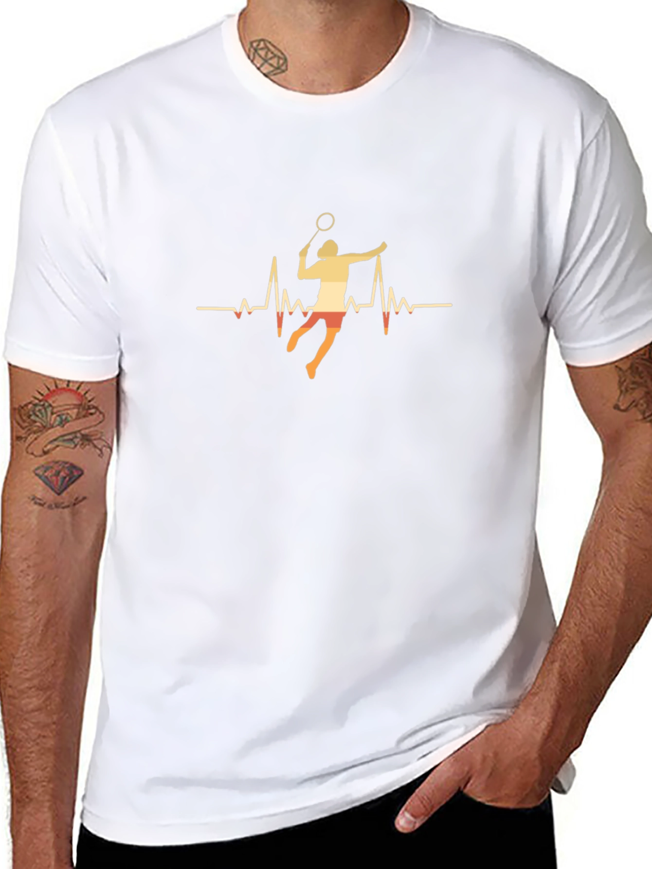 Badminton Heartbeat T-Shirt - Unique Graphic Tee