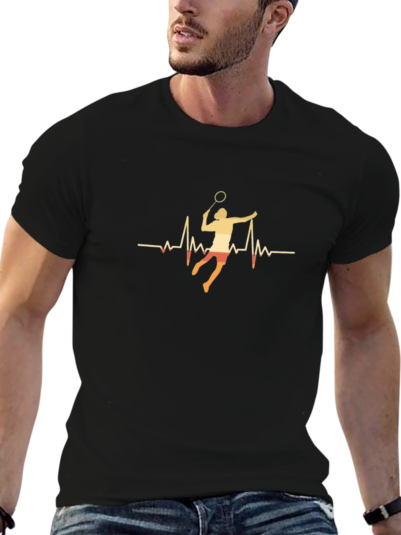Badminton Heartbeat T-Shirt - Unique Graphic Tee