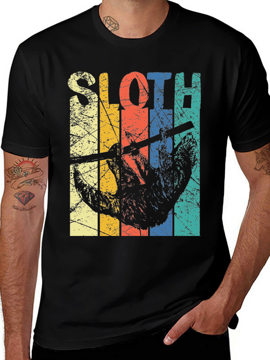 Retro Sloth Graphic T-Shirt - Hang Loose in Style