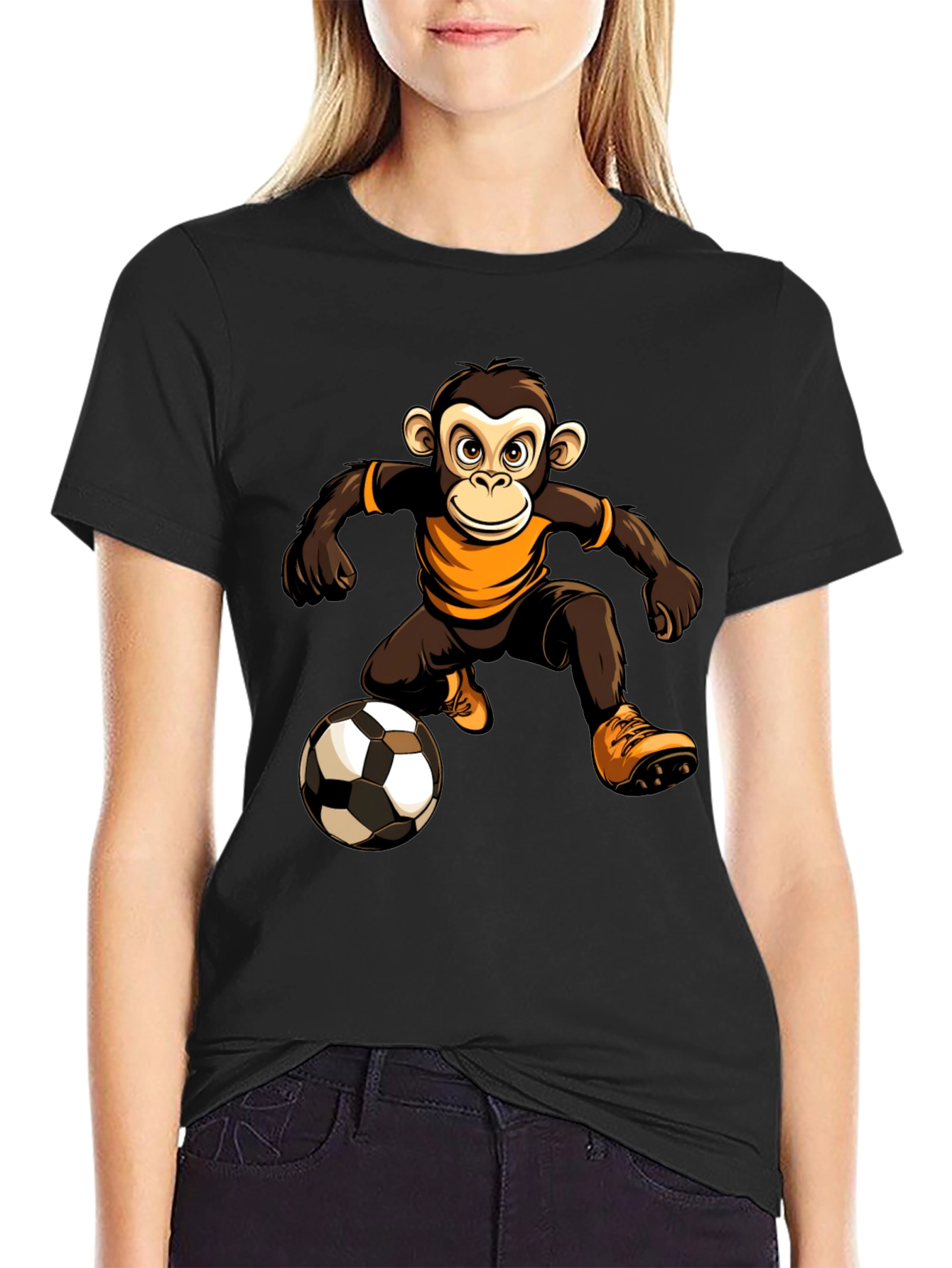 Monkey Soccer Player Graphic T-Shirt