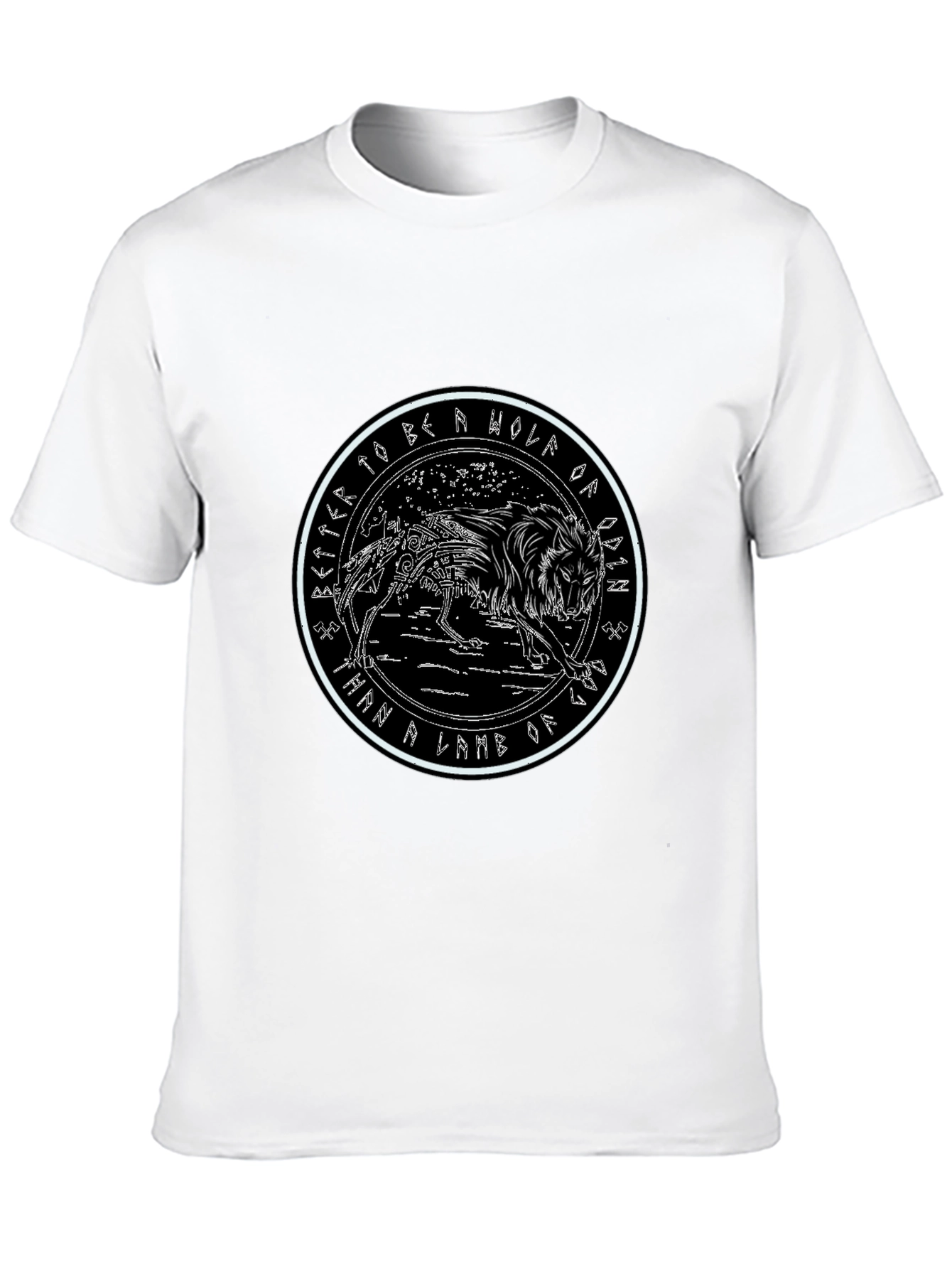 Odin Wolf Graphic T-Shirt - Black