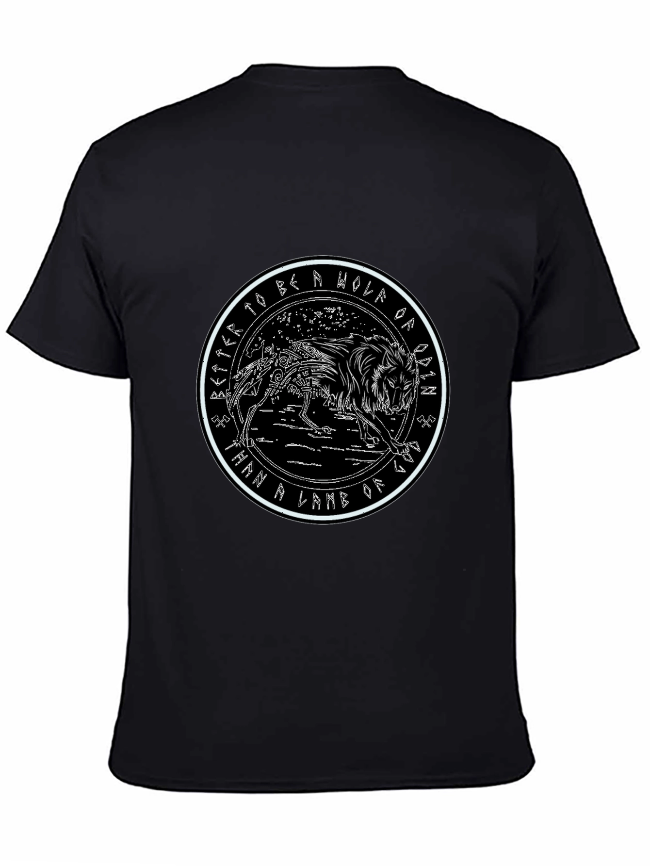 Odin Wolf Graphic T-Shirt - Black
