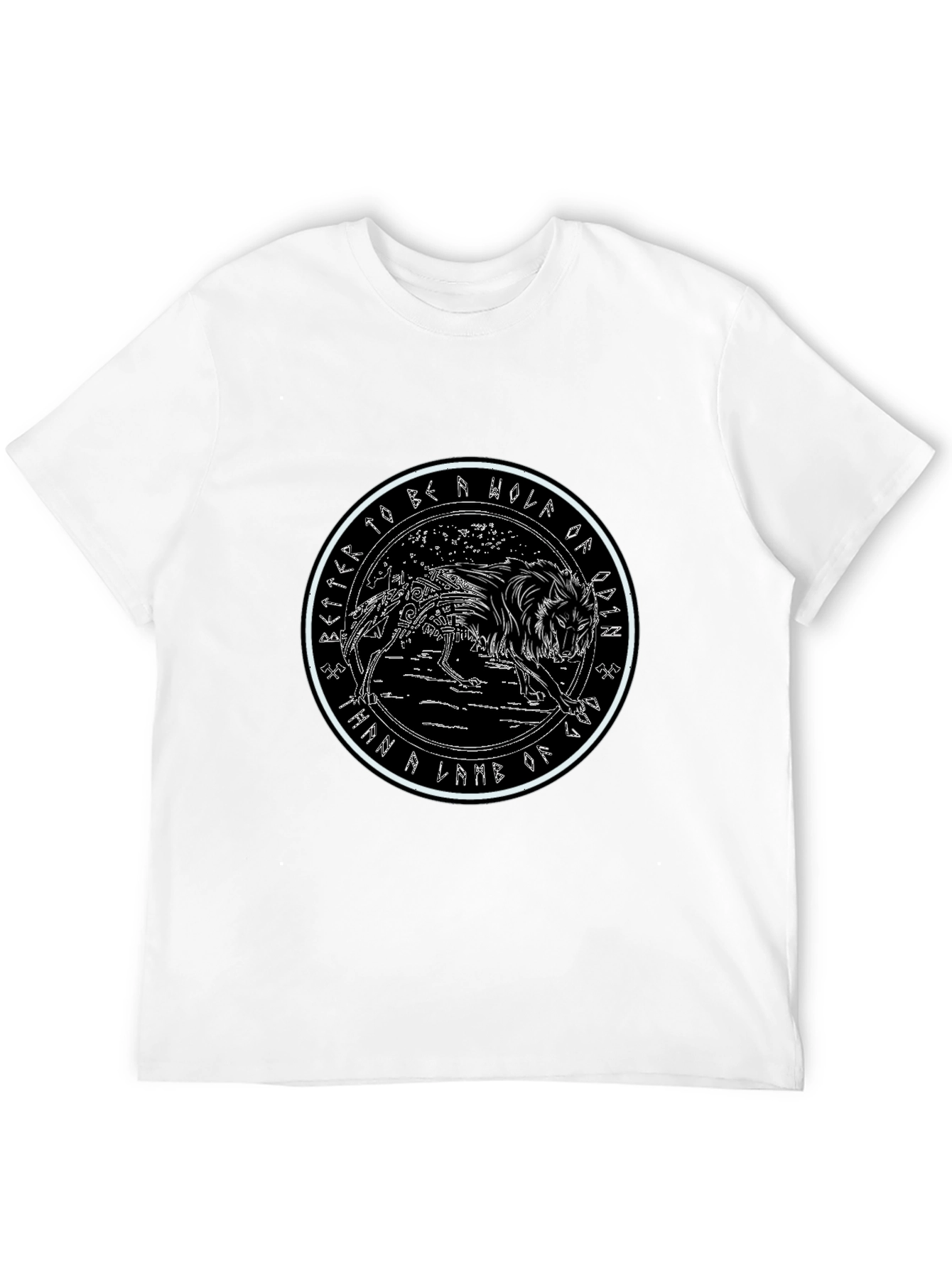 Odin Wolf Graphic T-Shirt - Black