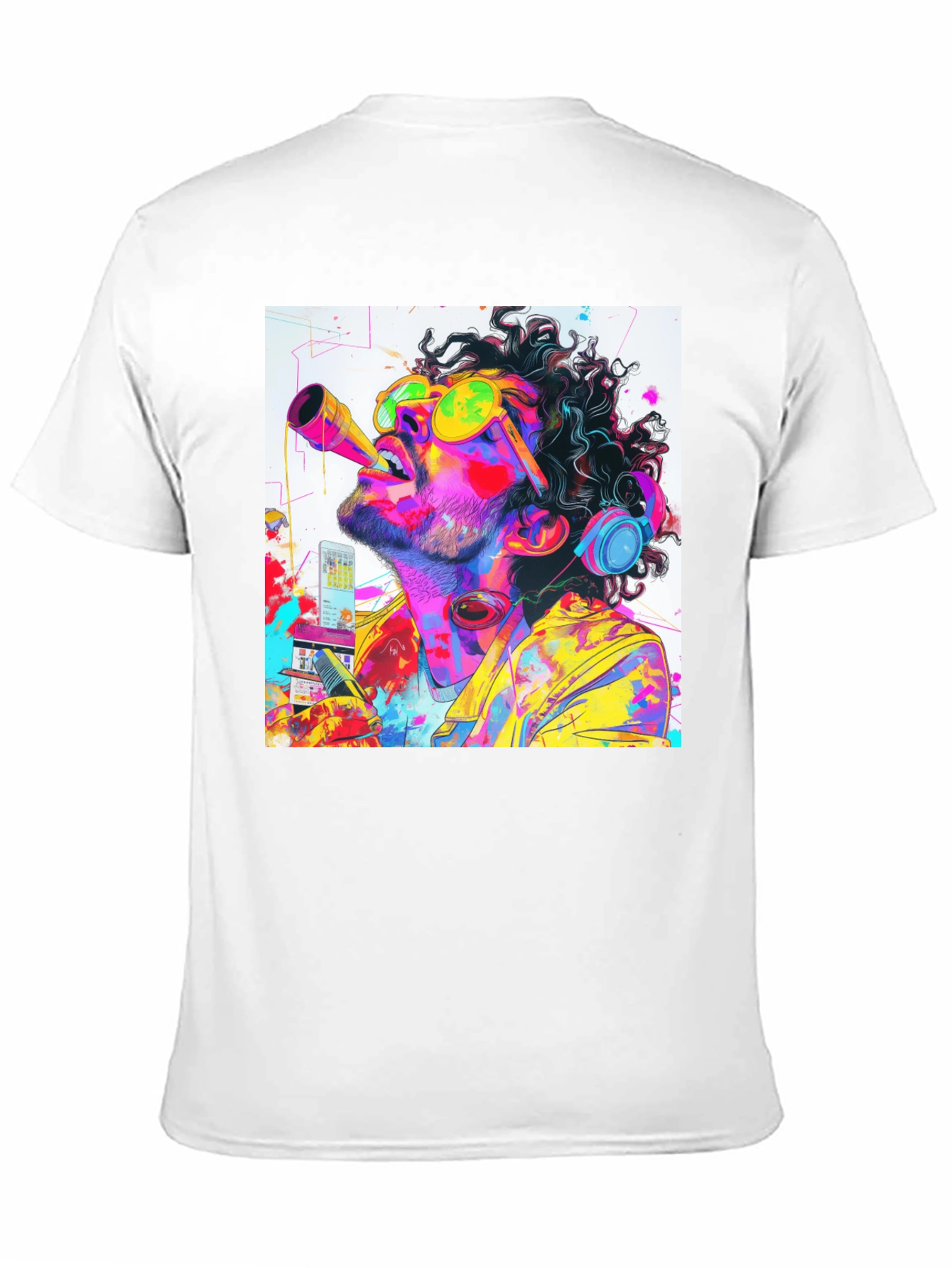 Neon Art Black Tee - Artistic Music Lover