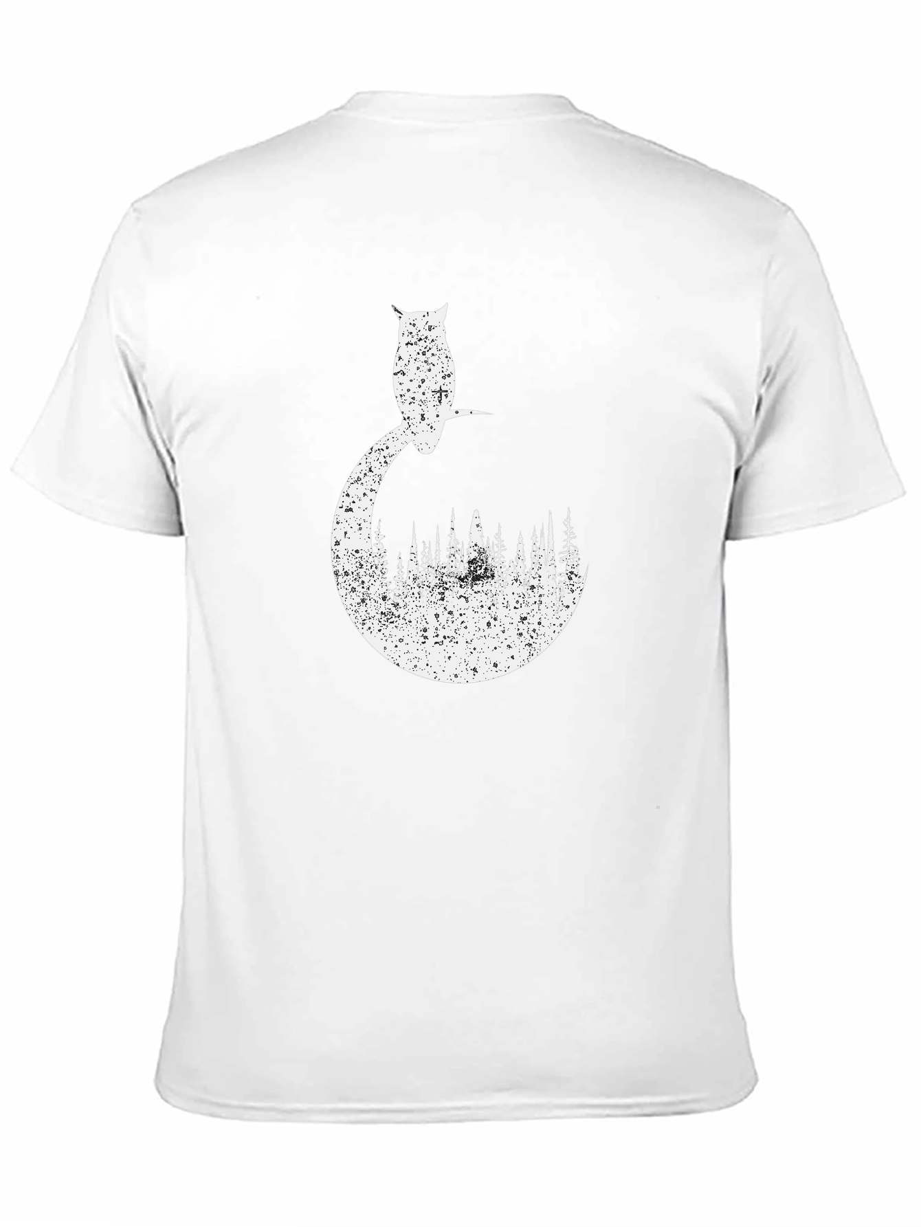 Owl Forest Graphic Tee - Black Cotton T-Shirt