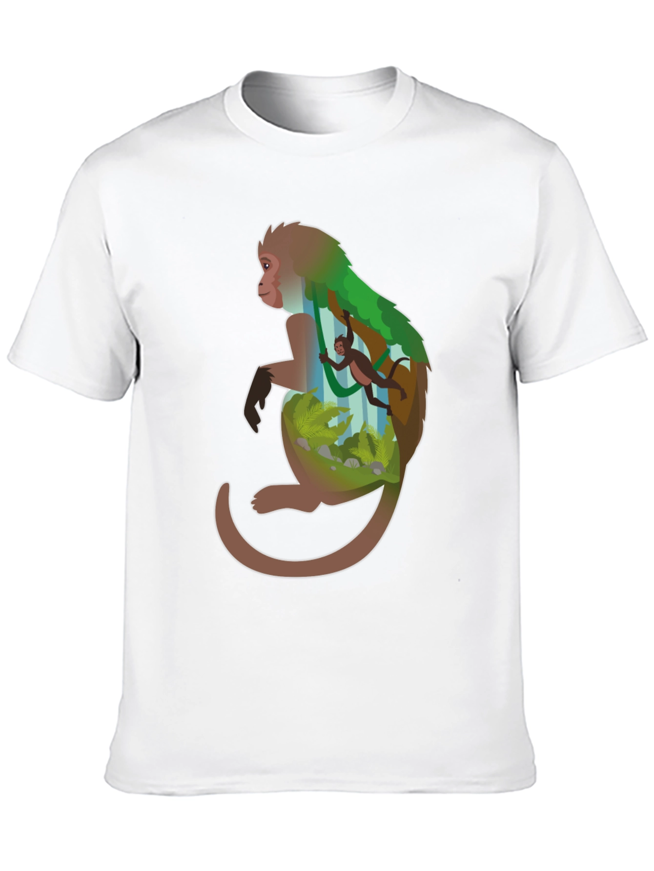 Monkey Forest Graphic Tee - Black Cotton Blend