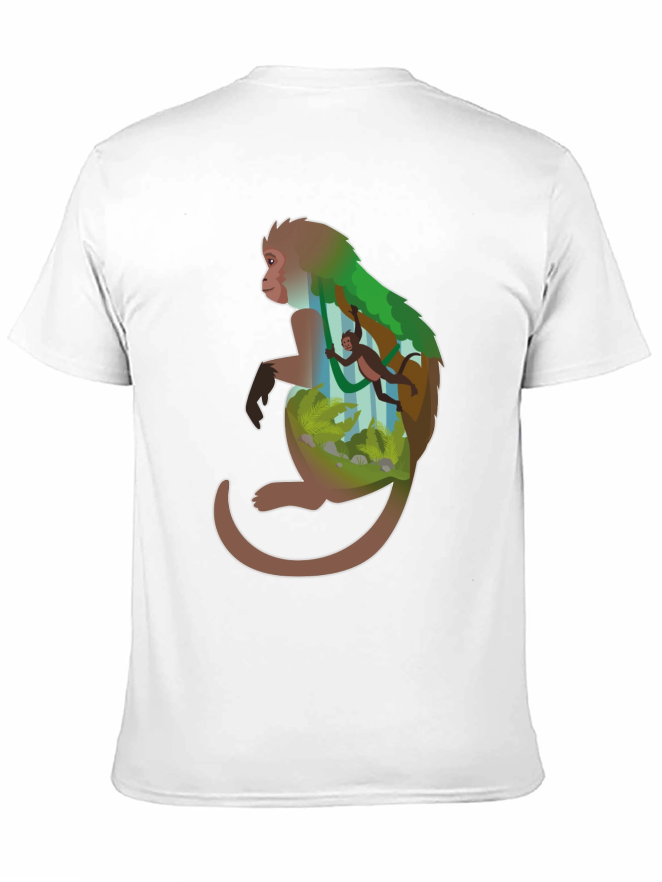 Monkey Forest Graphic Tee - Black Cotton Blend
