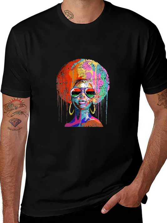 Afro Woman Graphic Tee - Vivid Colors