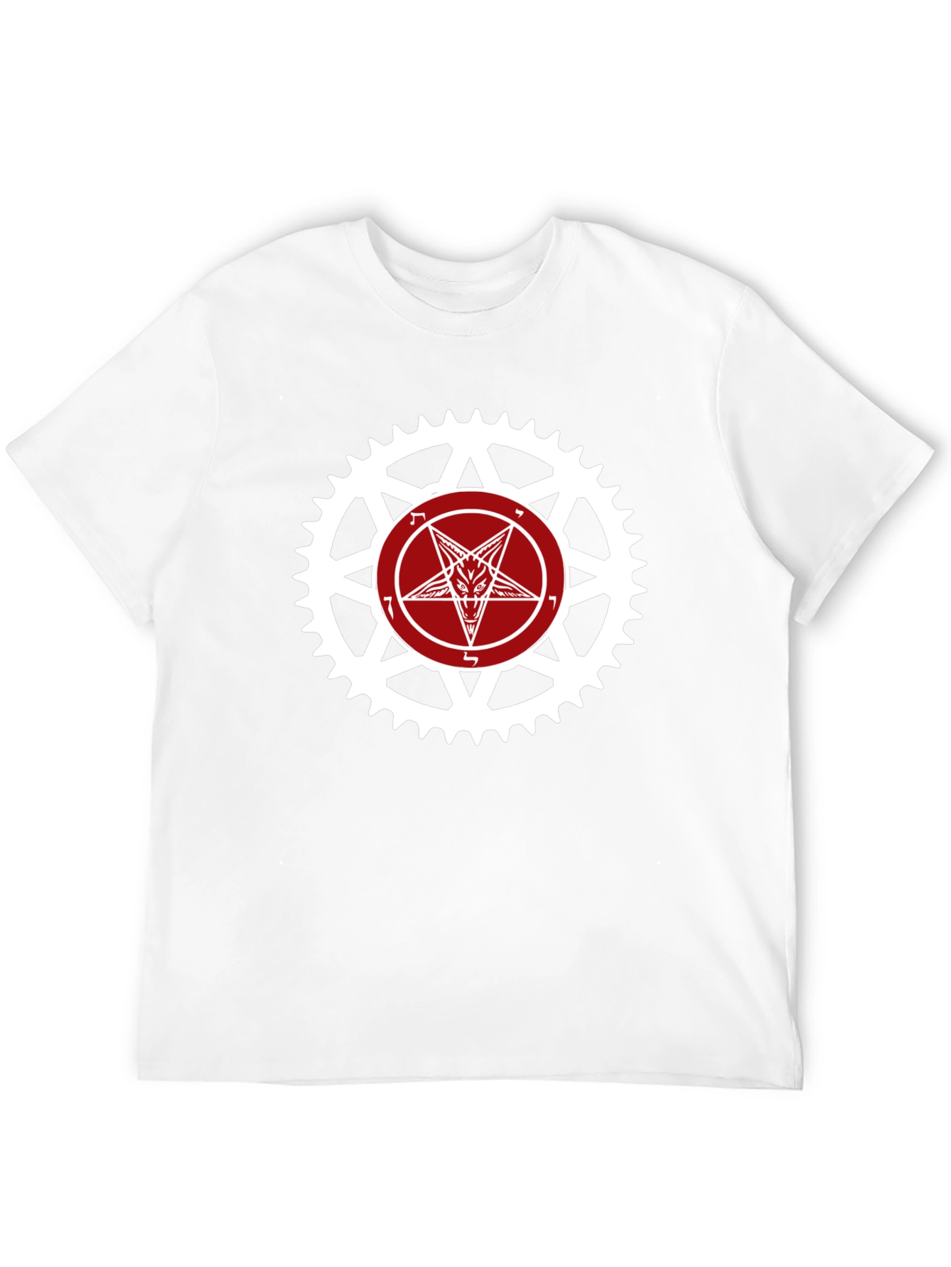 Satanic Star Bicycle Sprocket Graphic Tee - Black