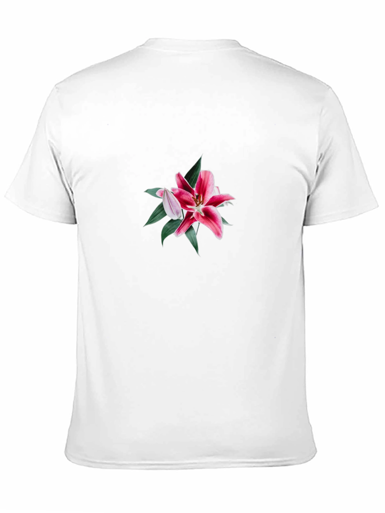 Black T-Shirt with Floral Lily Design