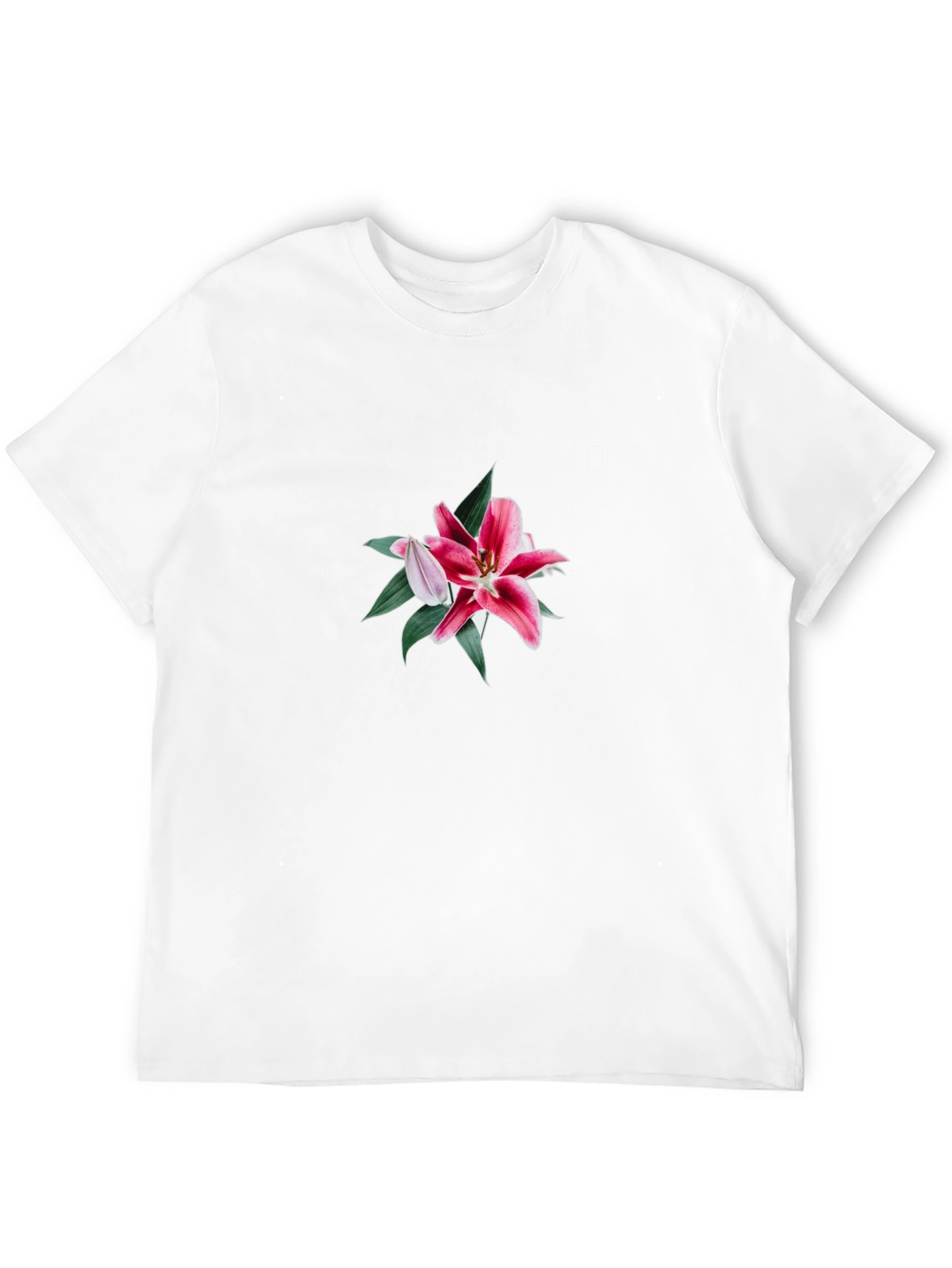 Black T-Shirt with Floral Lily Design