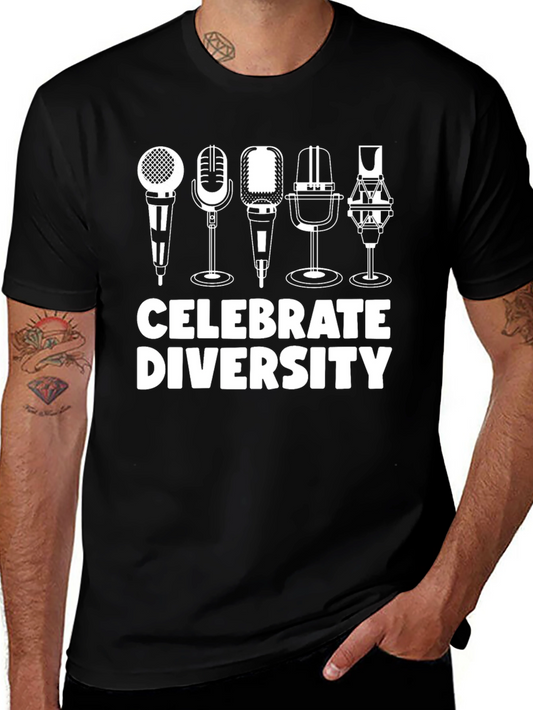 Celebrate Diversity T-Shirt - Microphone Graphic Tee