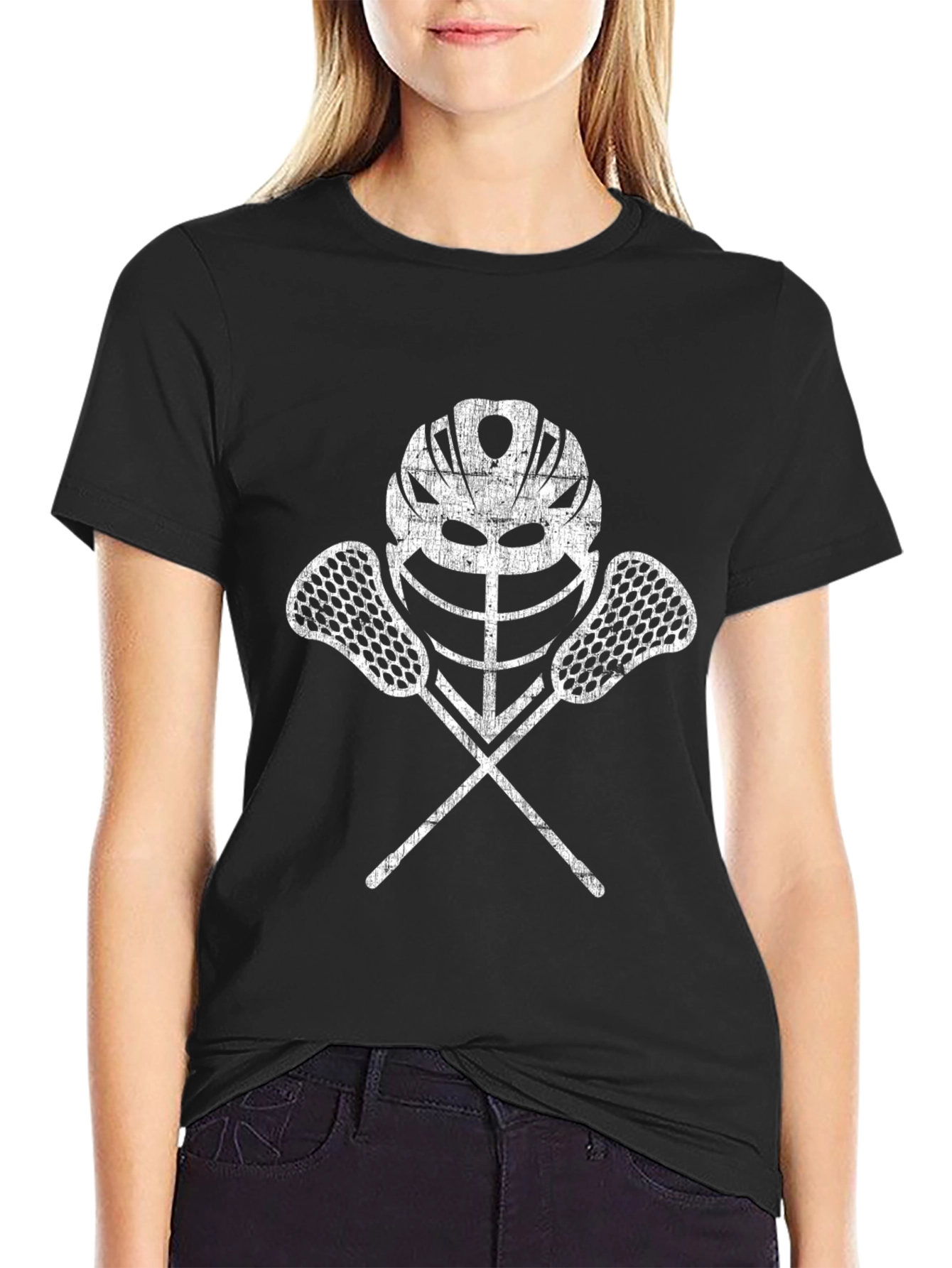 Lacrosse Helmet & Sticks Graphic Tee - Black