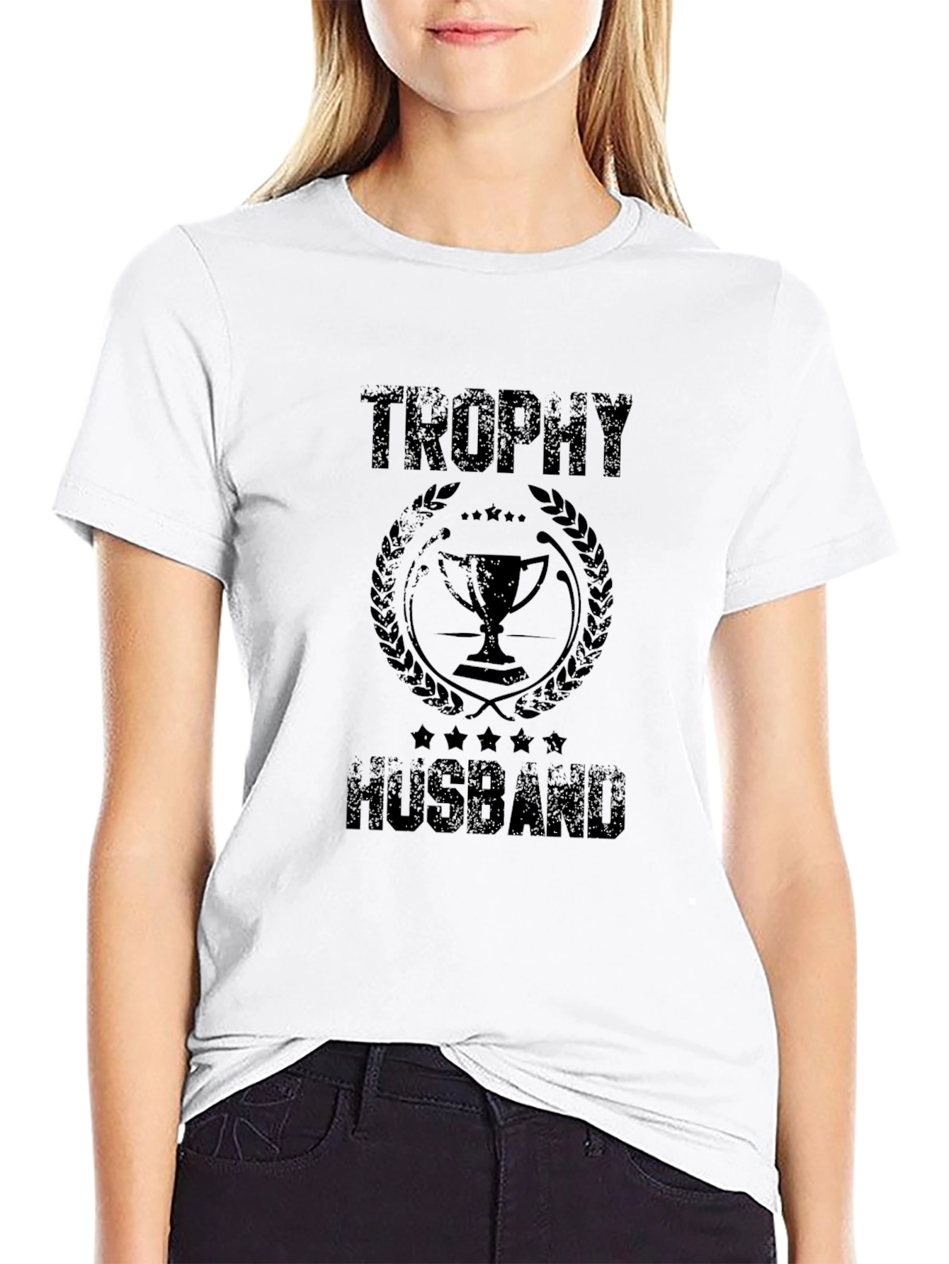 Trophy Husband Graphic Print Tee - Black