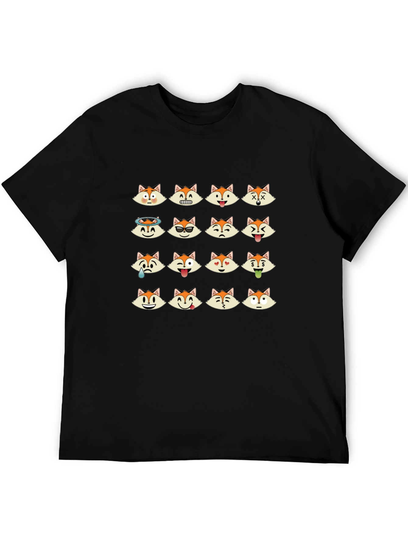 Emoji Fox Graphic Black T-Shirt