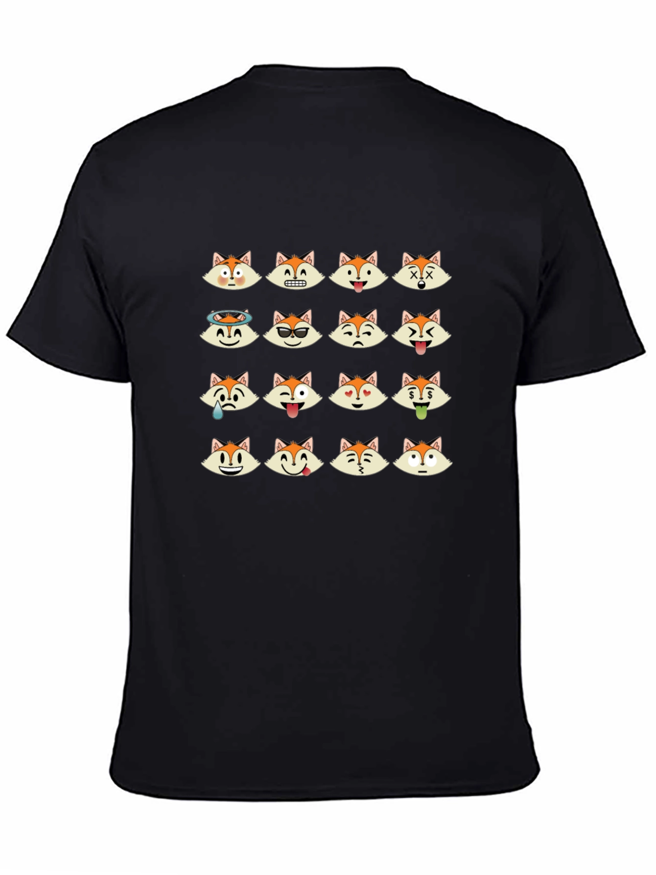 Emoji Fox Graphic Black T-Shirt