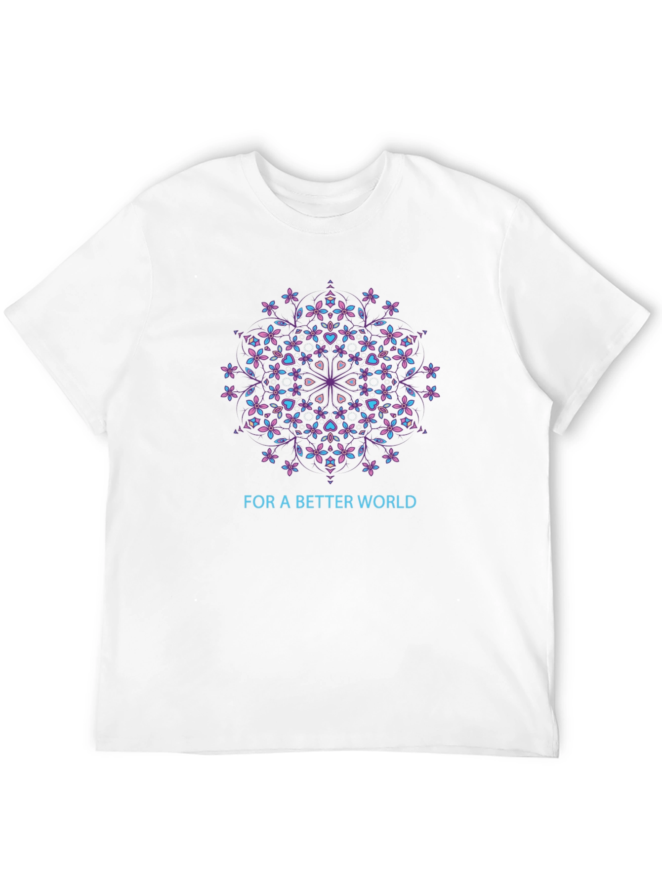 Floral Mandala Better World Black T-Shirt