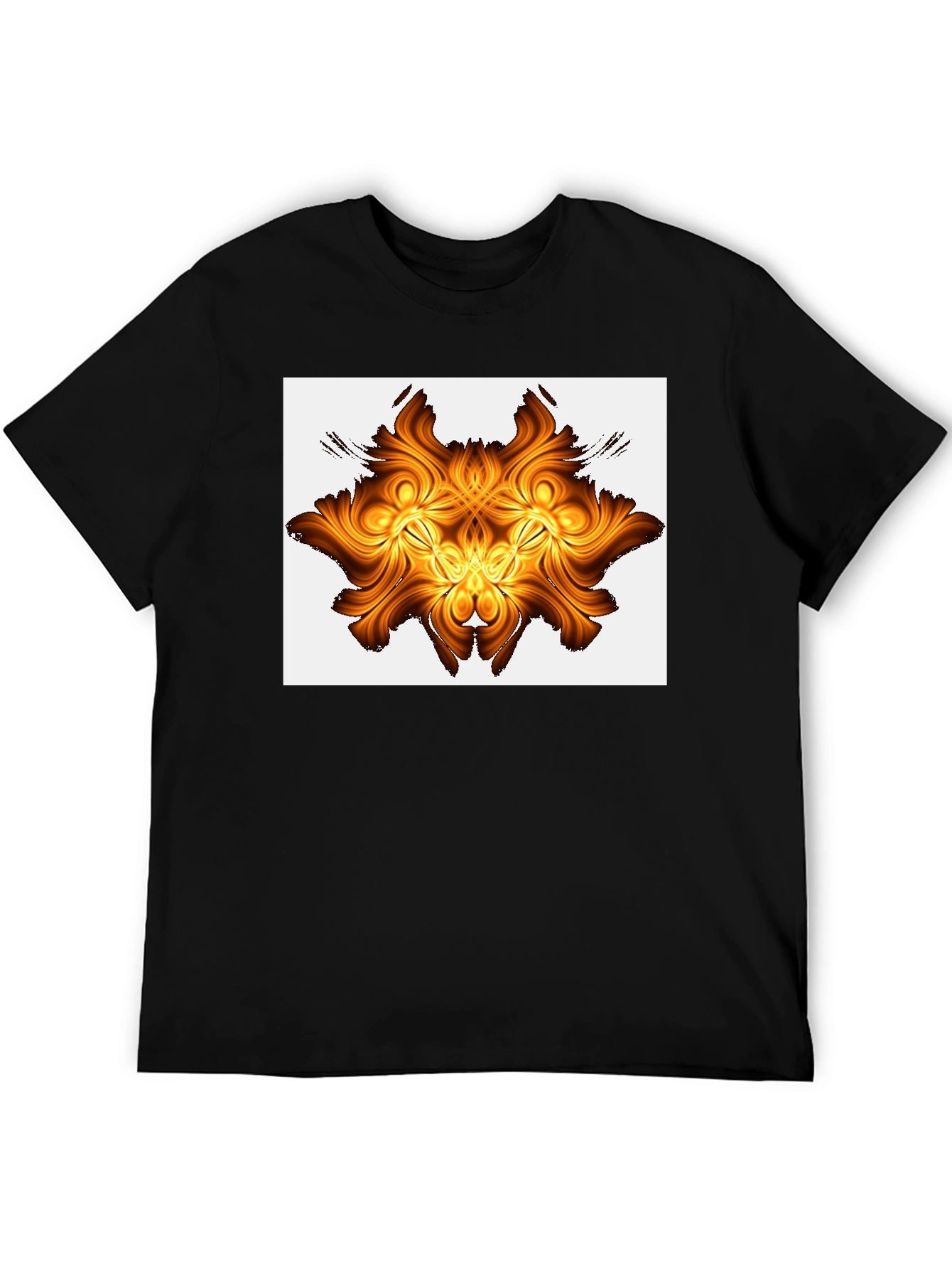 Golden Abstract Design Black T-Shirt