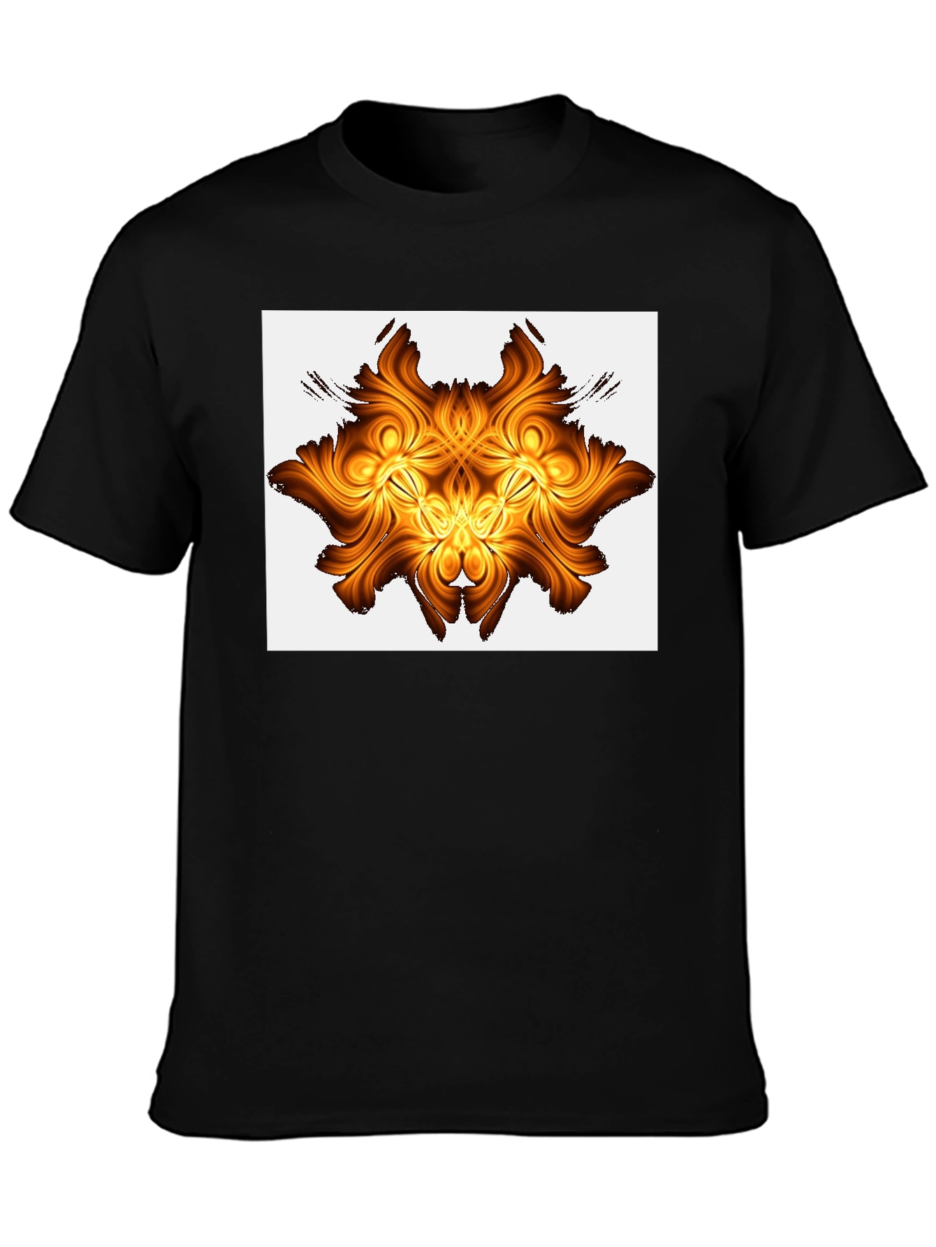 Golden Abstract Design Black T-Shirt