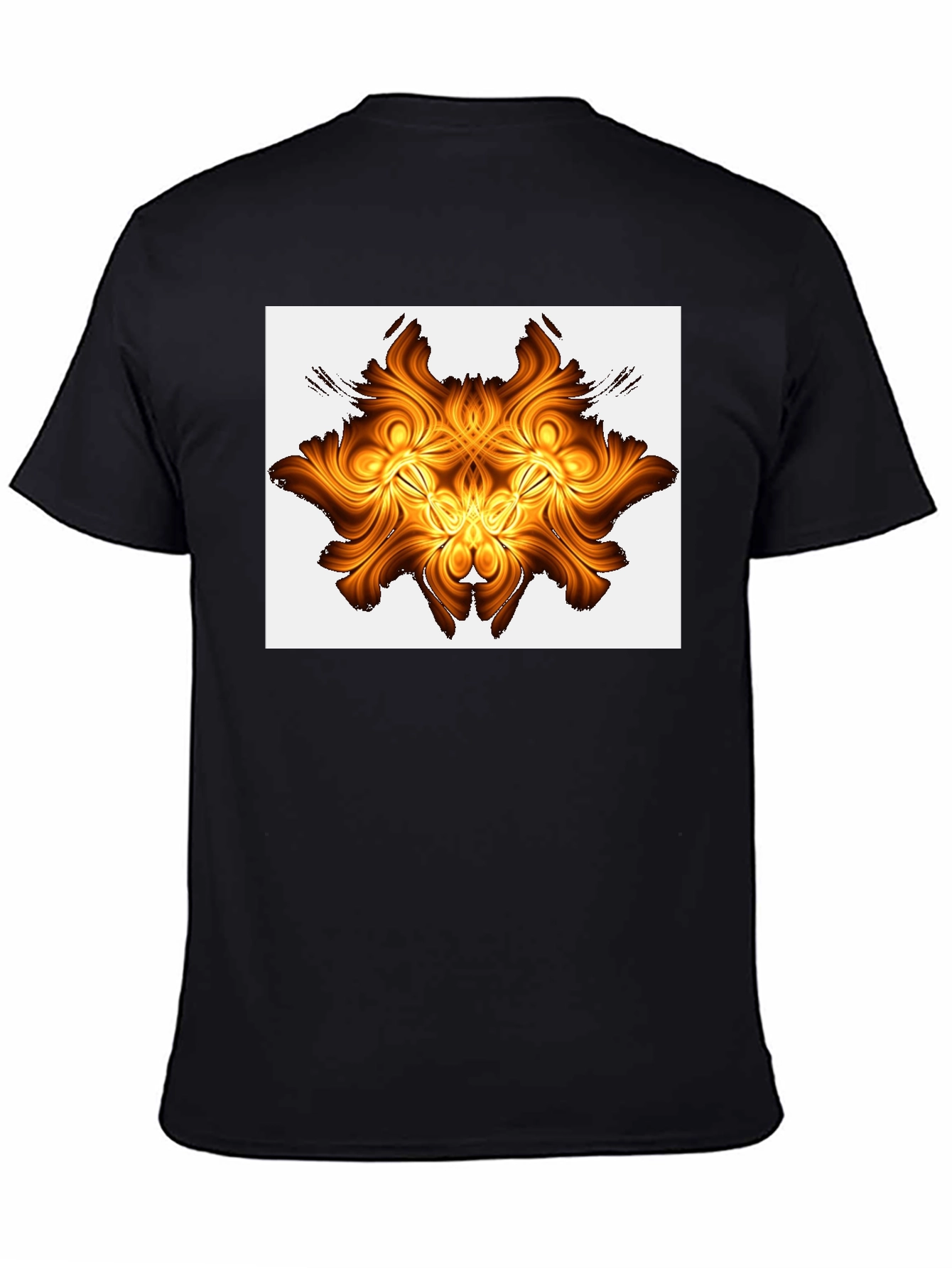 Golden Abstract Design Black T-Shirt