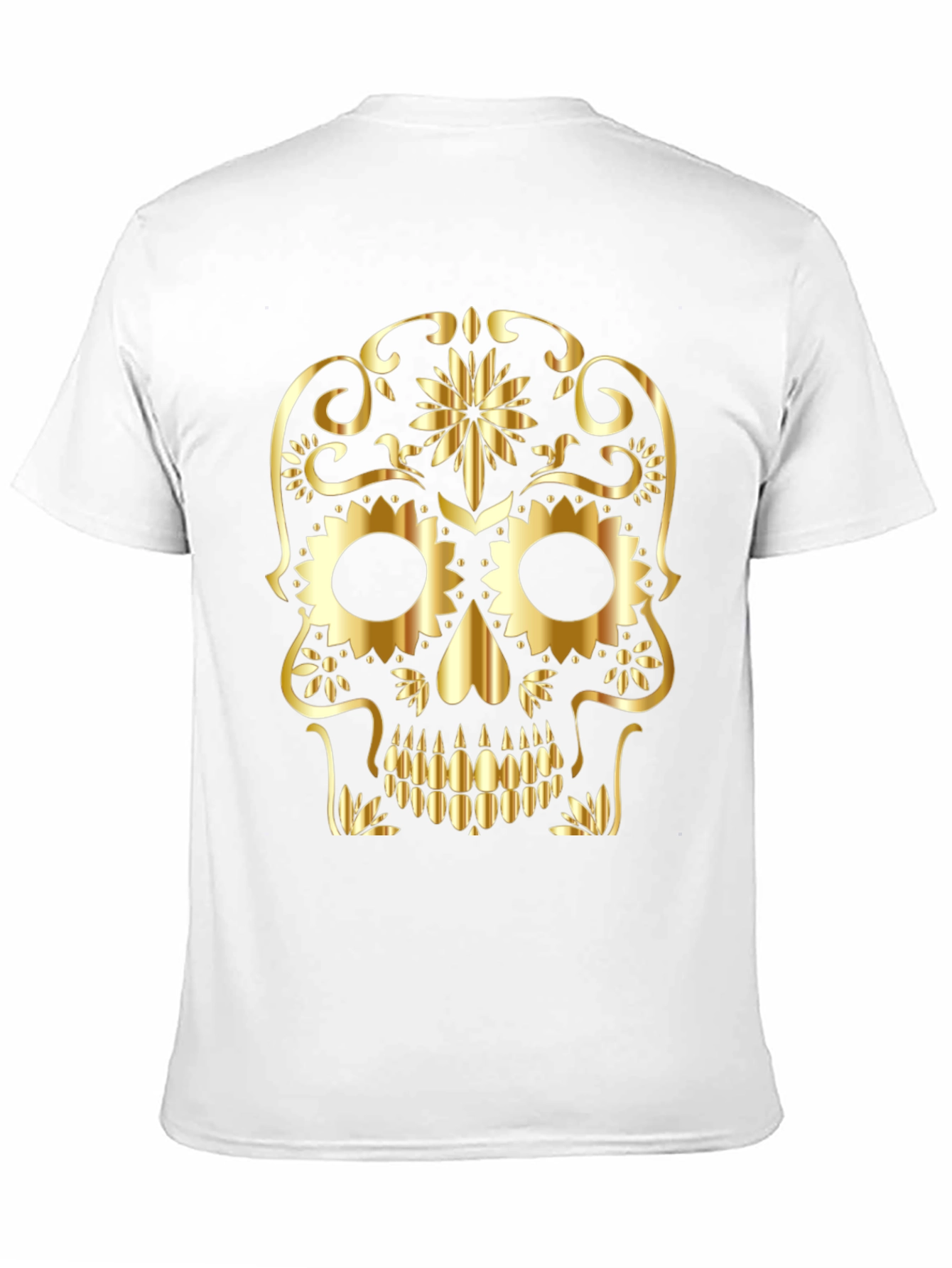 Gold Sugar Skull Graphic Black T-Shirt