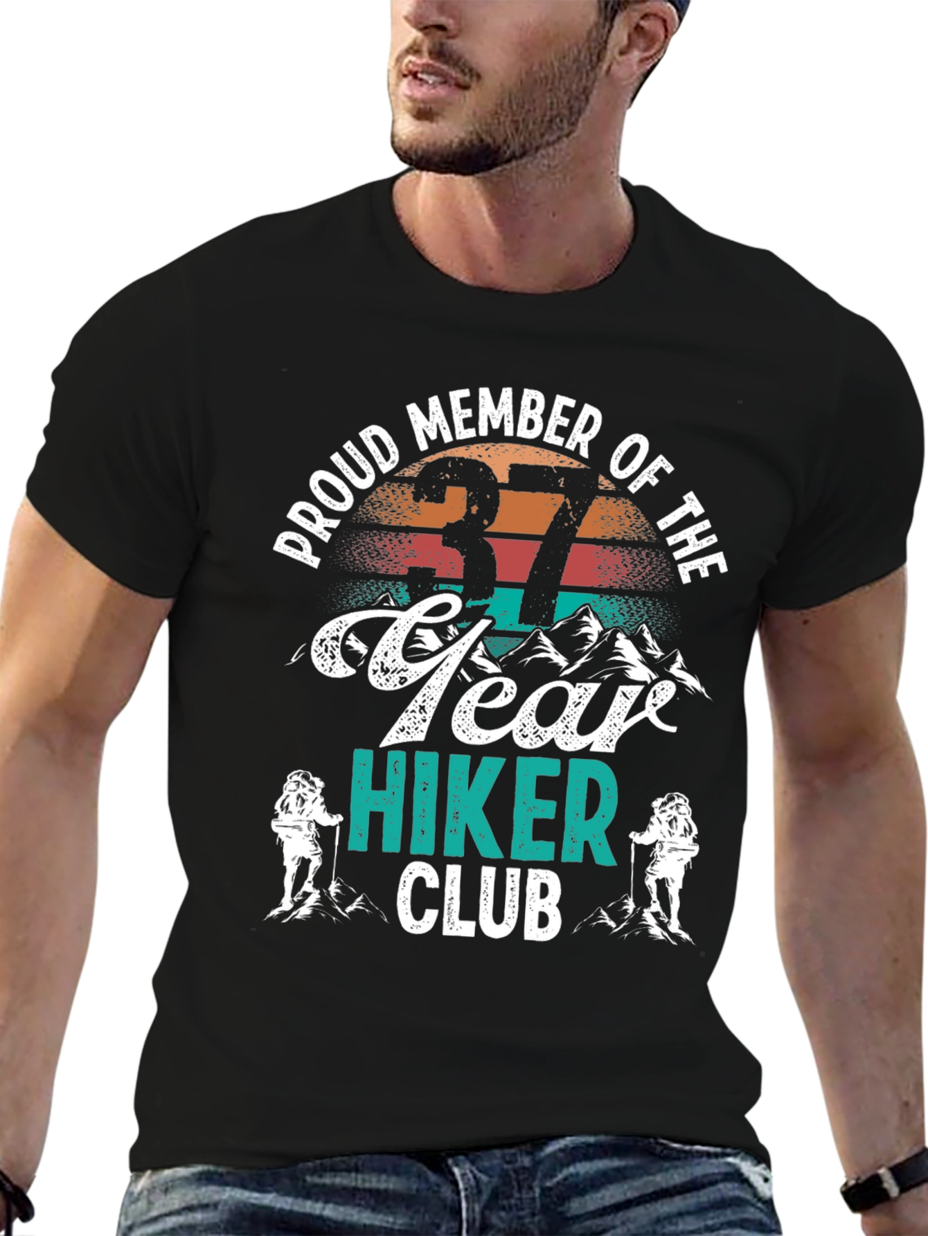 Proud Member 37 Year Hiker Club Black T-Shirt