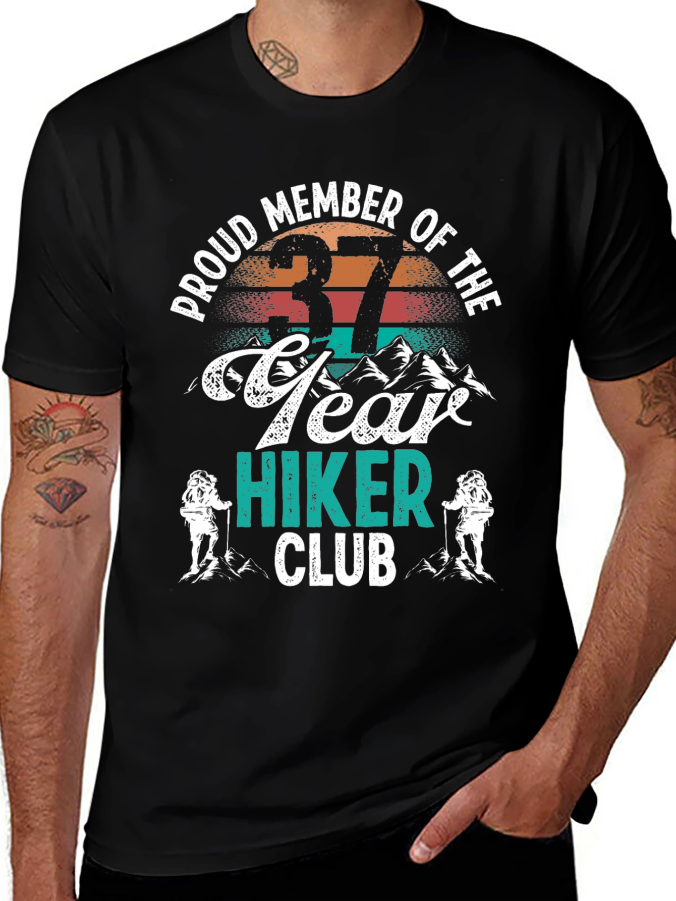 Proud Member 37 Year Hiker Club Black T-Shirt