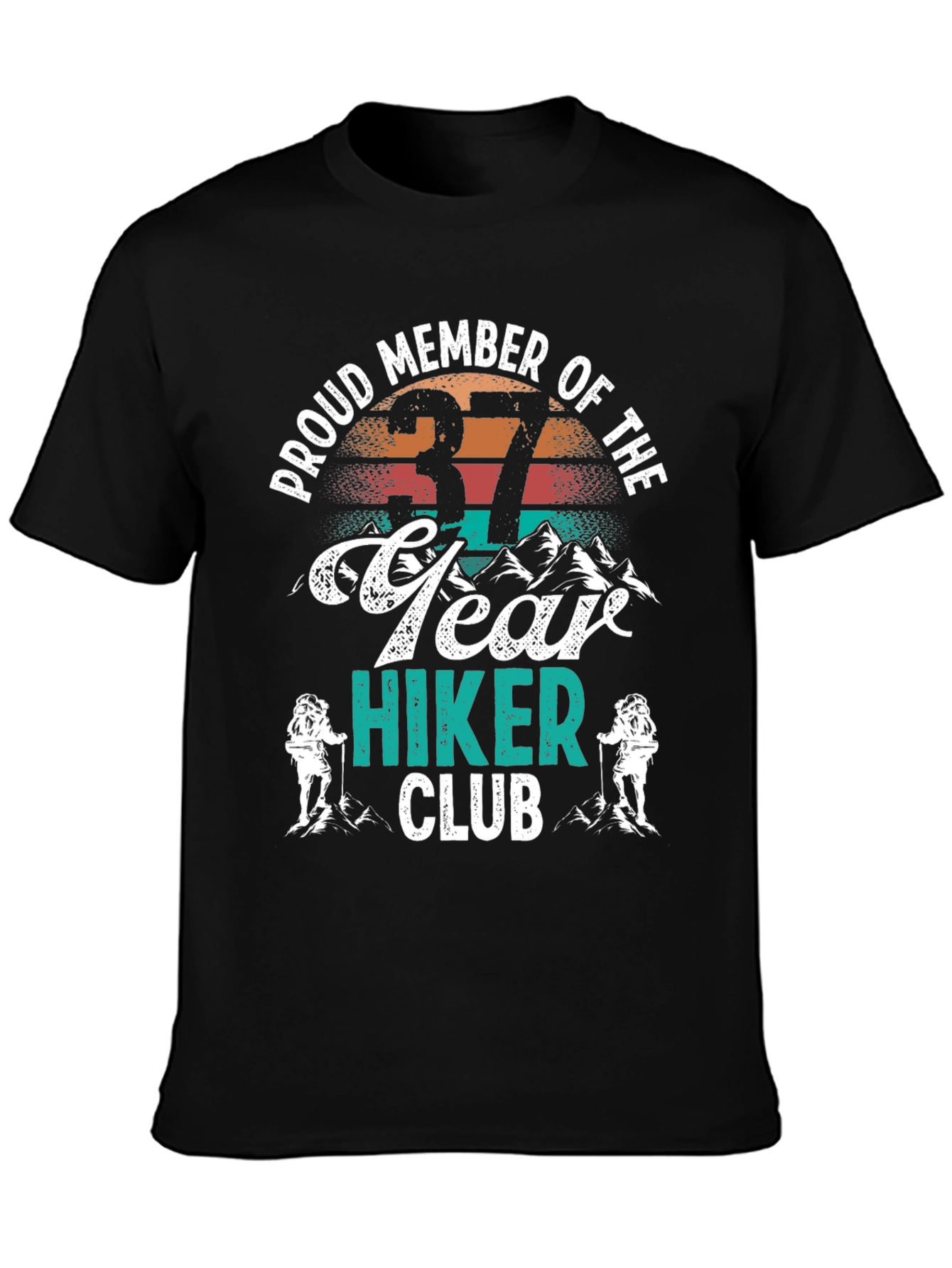 Proud Member 37 Year Hiker Club Black T-Shirt