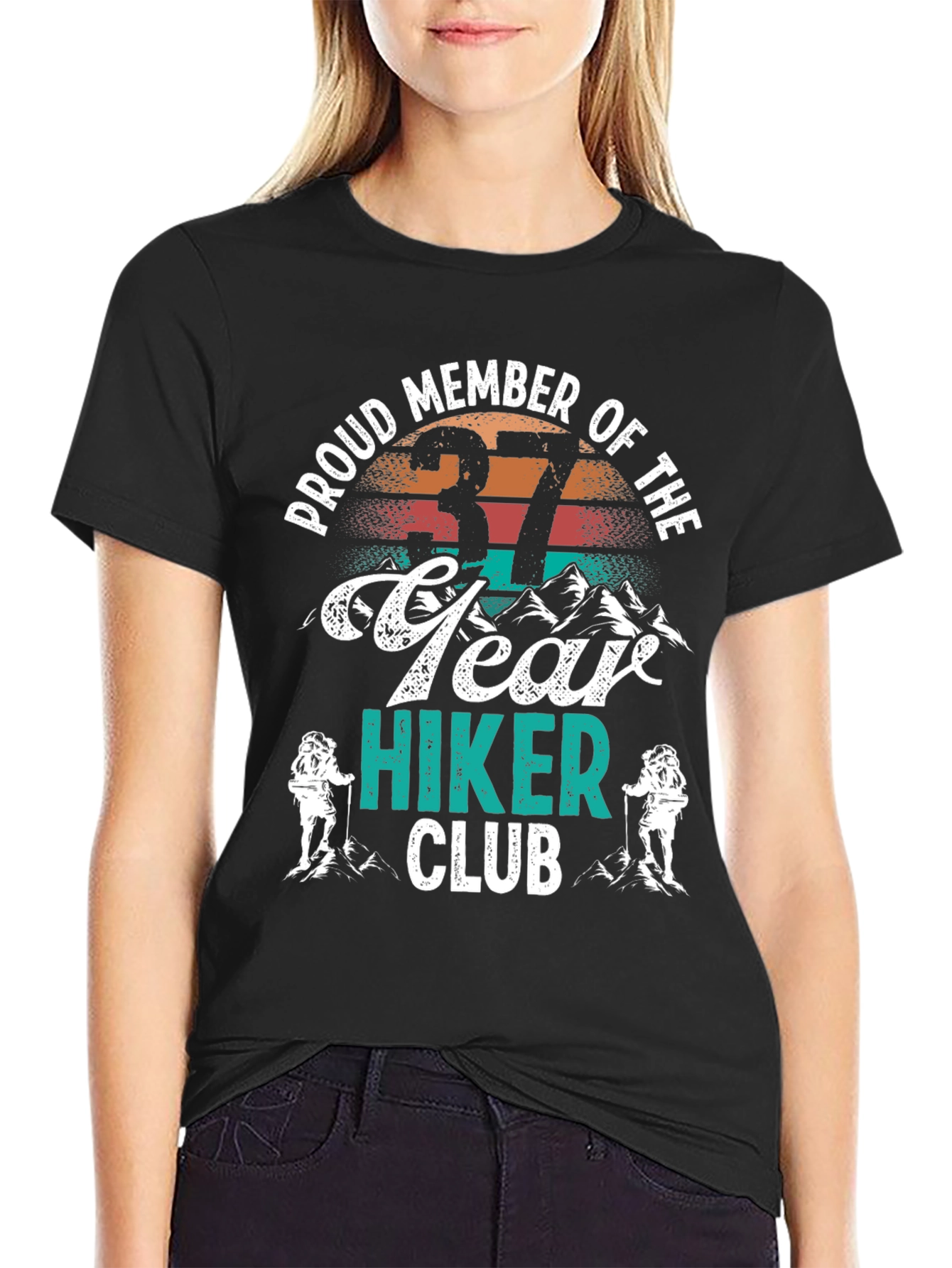 Proud Member 37 Year Hiker Club Black T-Shirt