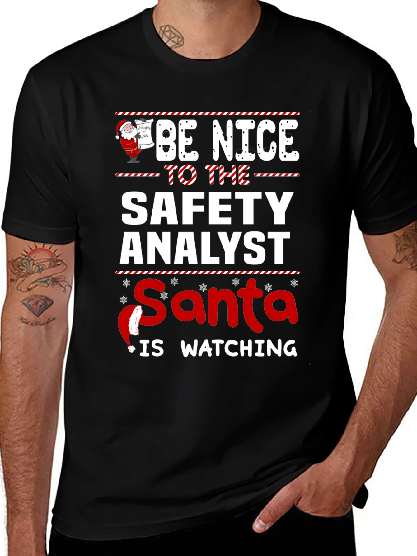 Safety Analyst Santa Watching Graphic T-Shirt