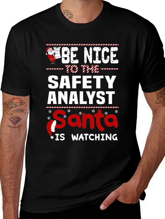 Safety Analyst Santa Watching Graphic T-Shirt