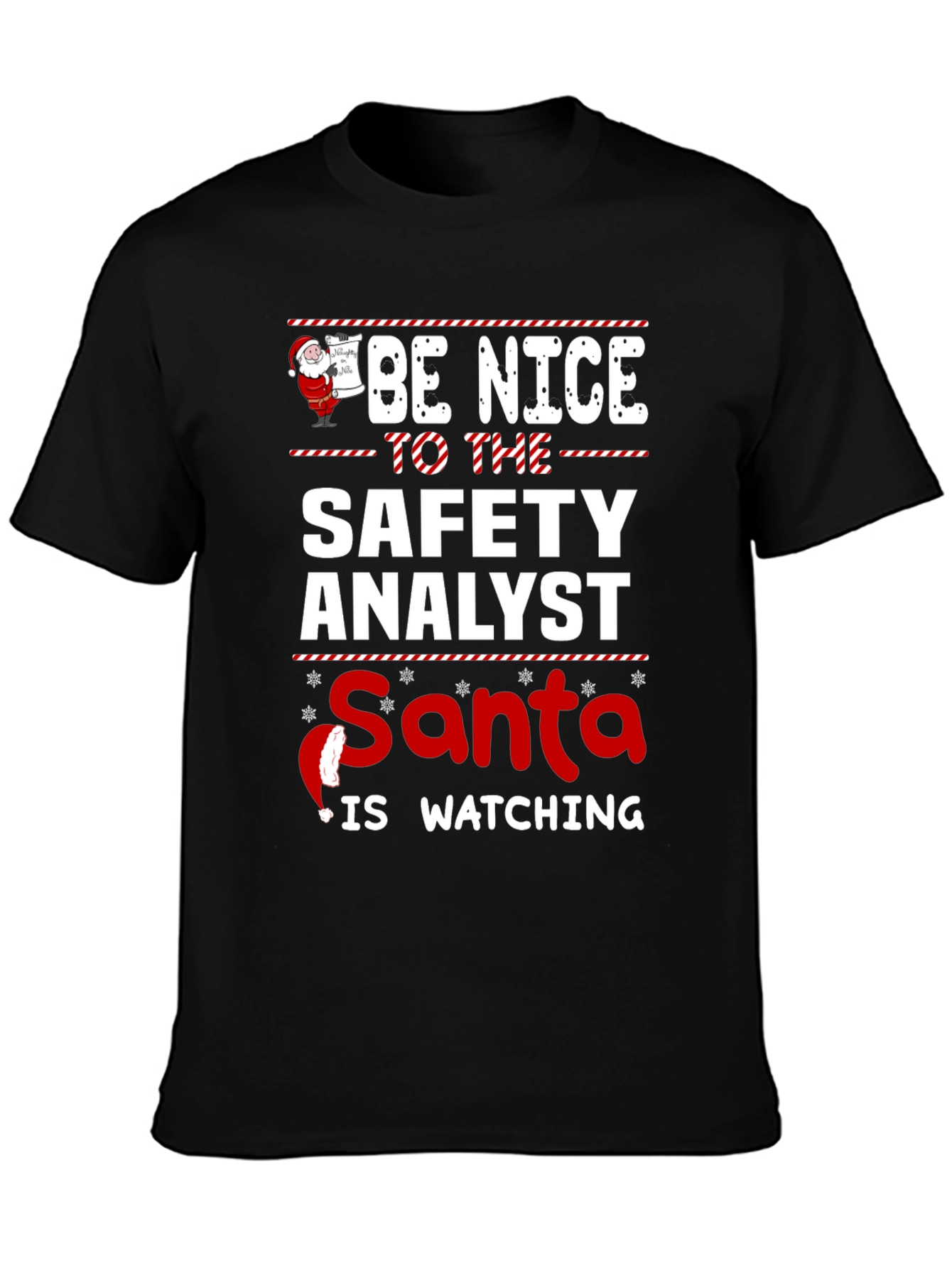 Safety Analyst Santa Watching Graphic T-Shirt